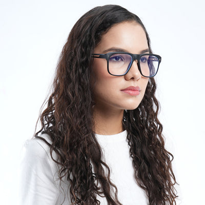 Voyage Lumina Black Wayfarer Eyeglasses for Men & Women (81205MG5396-C1)