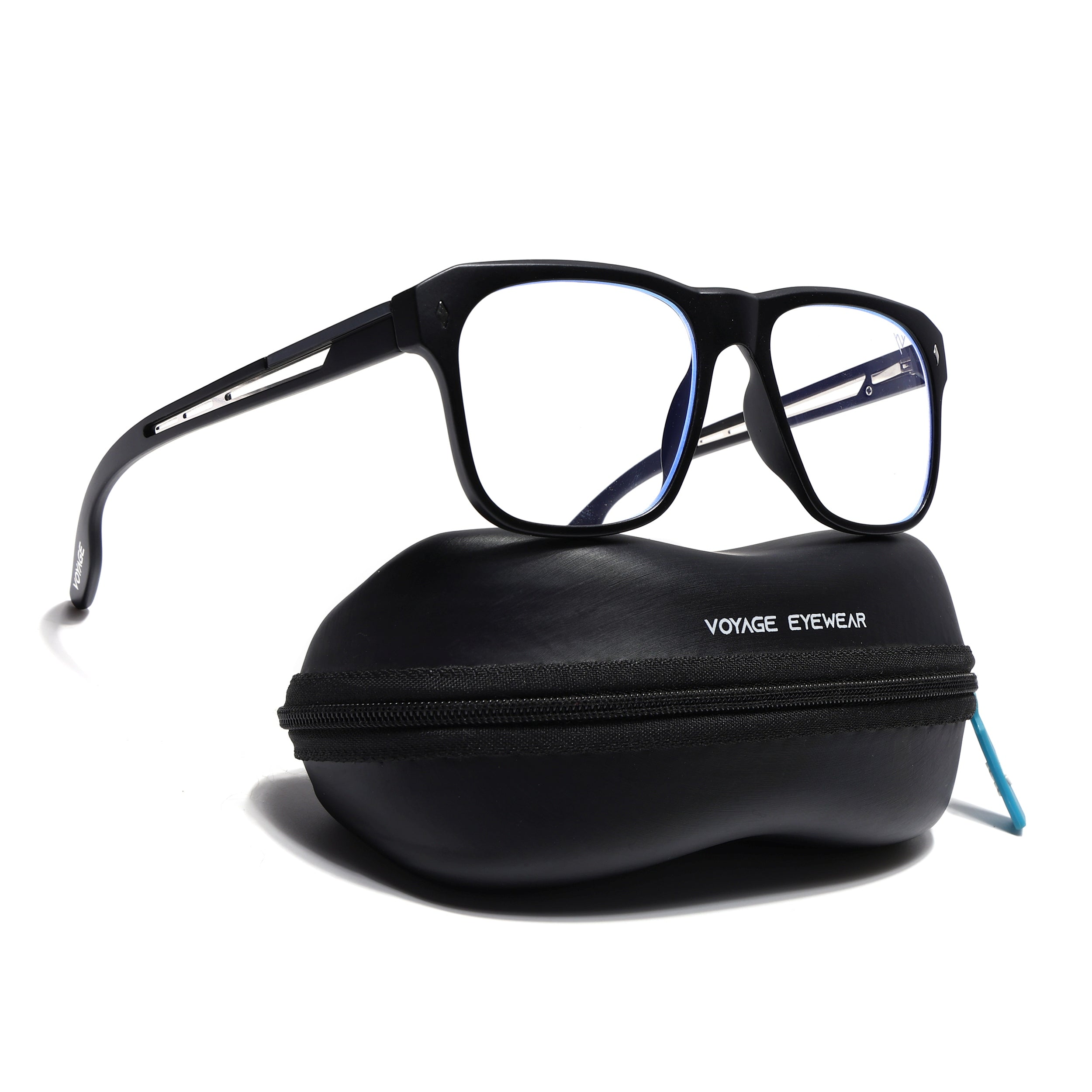 Voyage Lumina Black Wayfarer Eyeglasses for Men & Women (81205MG5396-C1)