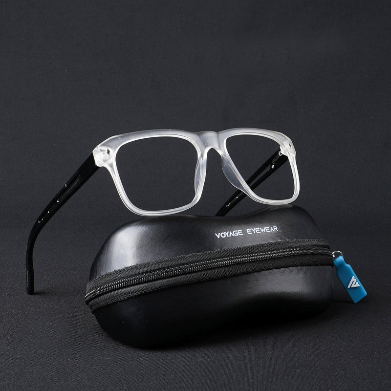 Voyage Lumina Matt Transparent Wayfarer Eyeglasses for Men & Women (81205MG5398-C3)