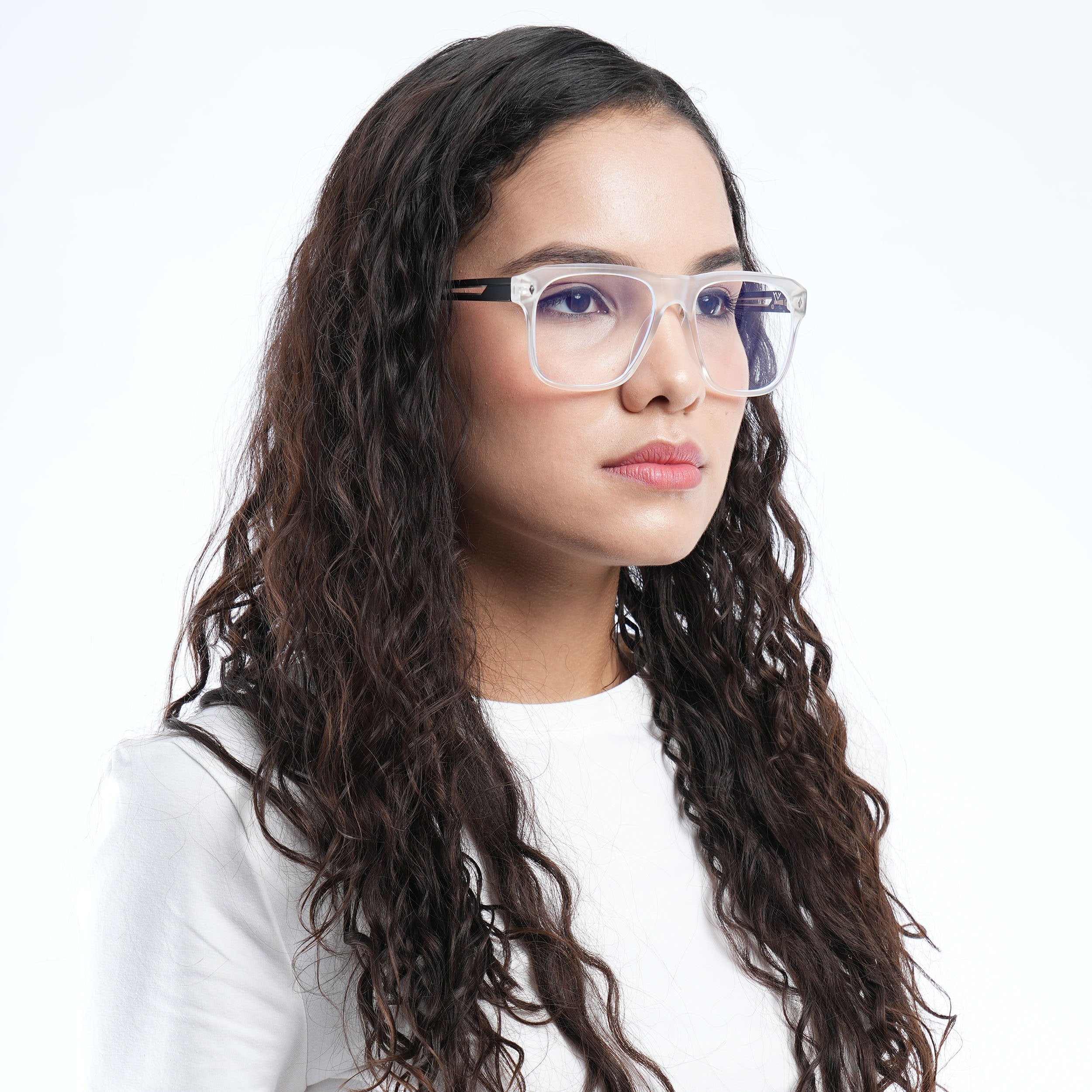 Voyage Lumina Matt Transparent Wayfarer Eyeglasses for Men & Women (81205MG5398-C3)