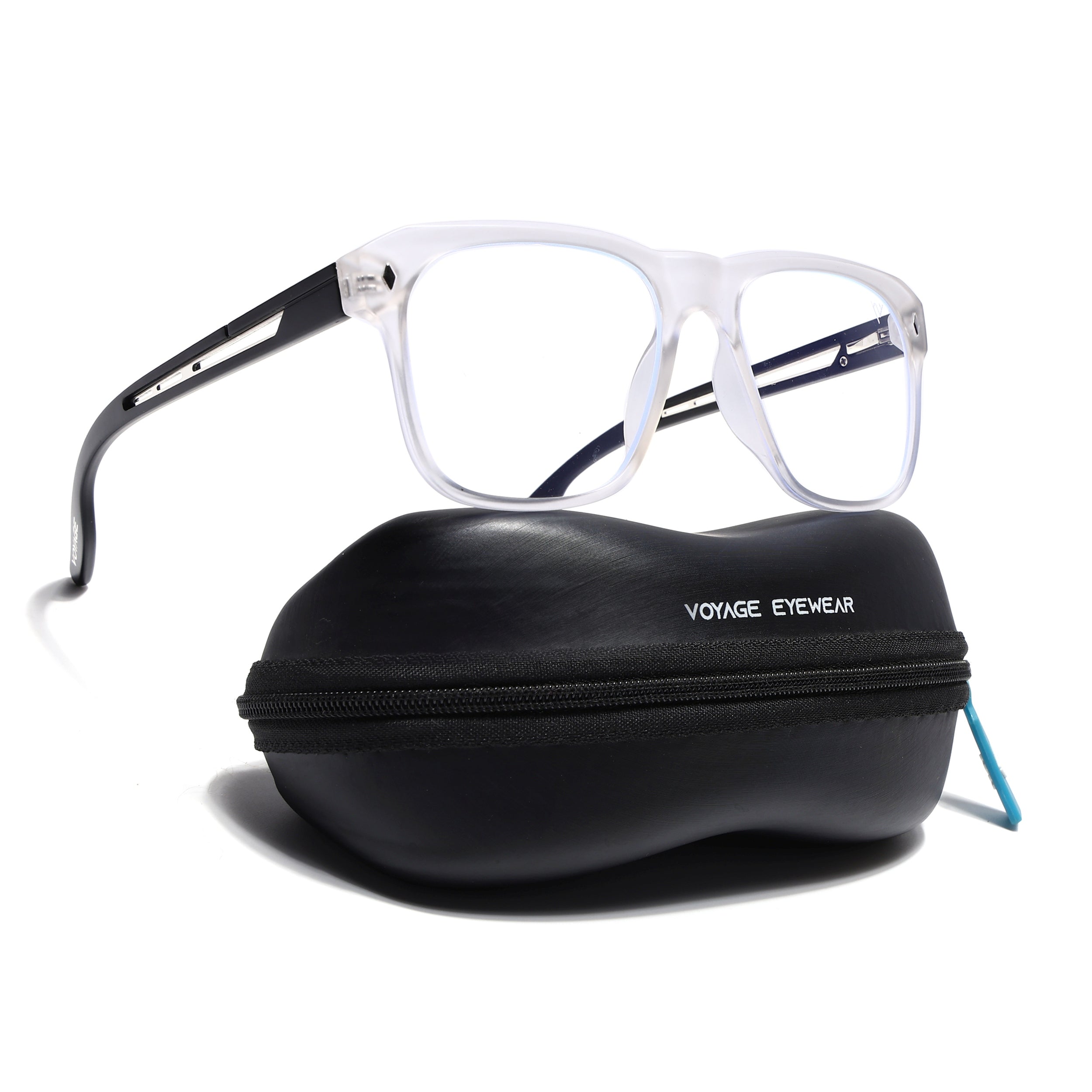 Voyage Lumina Matt Transparent Wayfarer Eyeglasses for Men & Women (81205MG5398-C3)