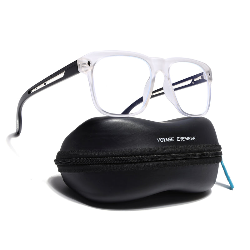 Voyage Lumina Matt Transparent Wayfarer Eyeglasses for Men & Women (81205MG5398-C3)
