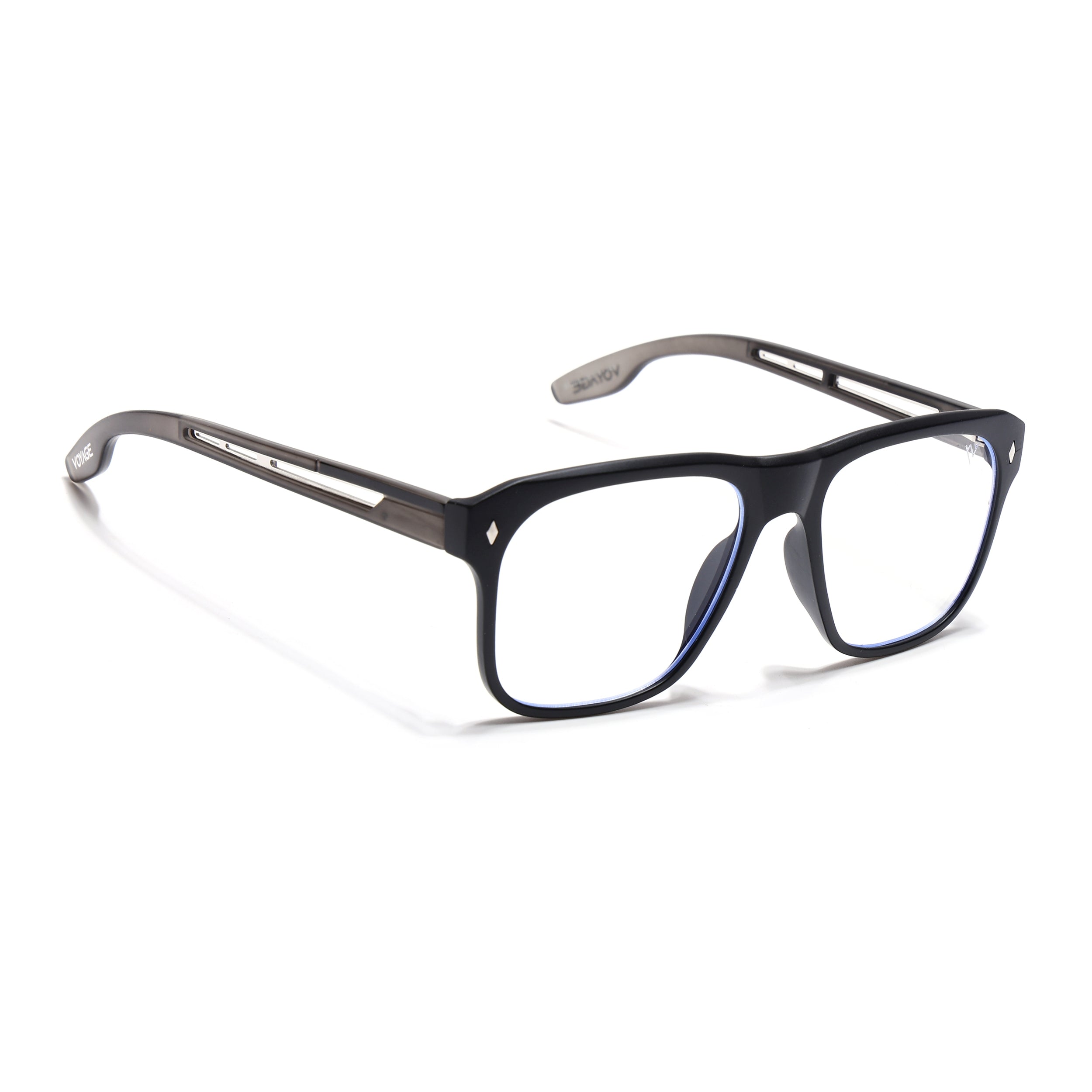 Voyage Lumina Black Wayfarer Eyeglasses for Men & Women (81205MG5399-C4)