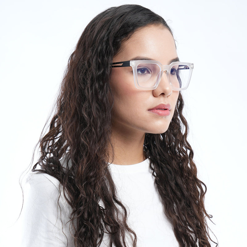 Voyage Lumina Matt Transparent Wayfarer Eyeglasses for Men & Women (81207MG5403-C3)