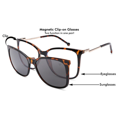 Voyage Glam Demi Brown Cateye TR Clip-On Polarized Sunglasses for Women (8269PMG4821-C2)
