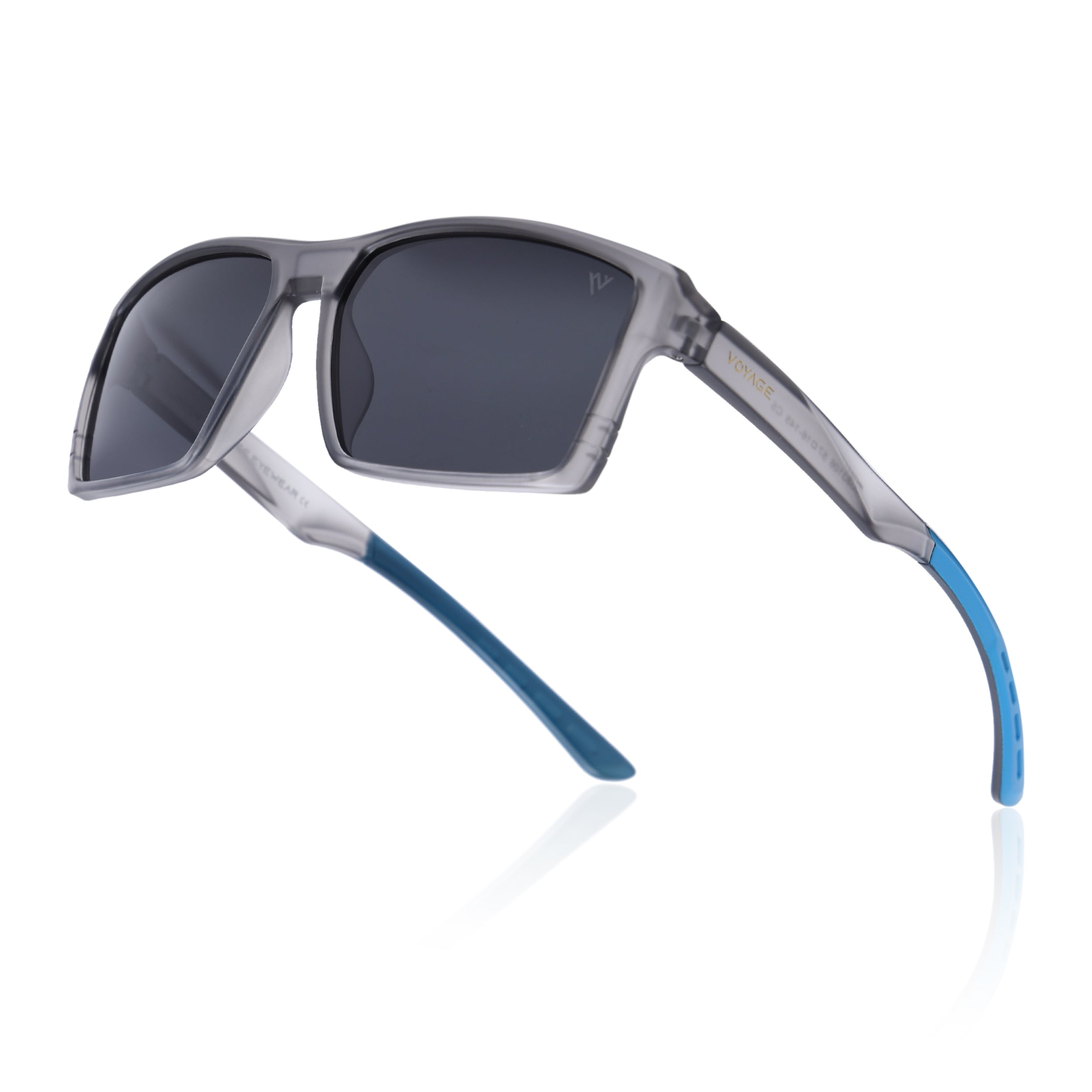 Square Polarized Sunglasses | Black Lens | Grey Frame - PMG6744