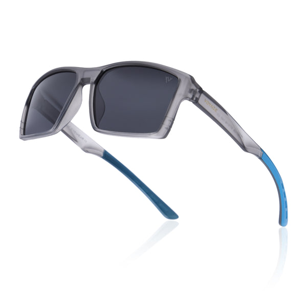 Square Polarized Sunglasses | Black Lens | Grey Frame - PMG6744