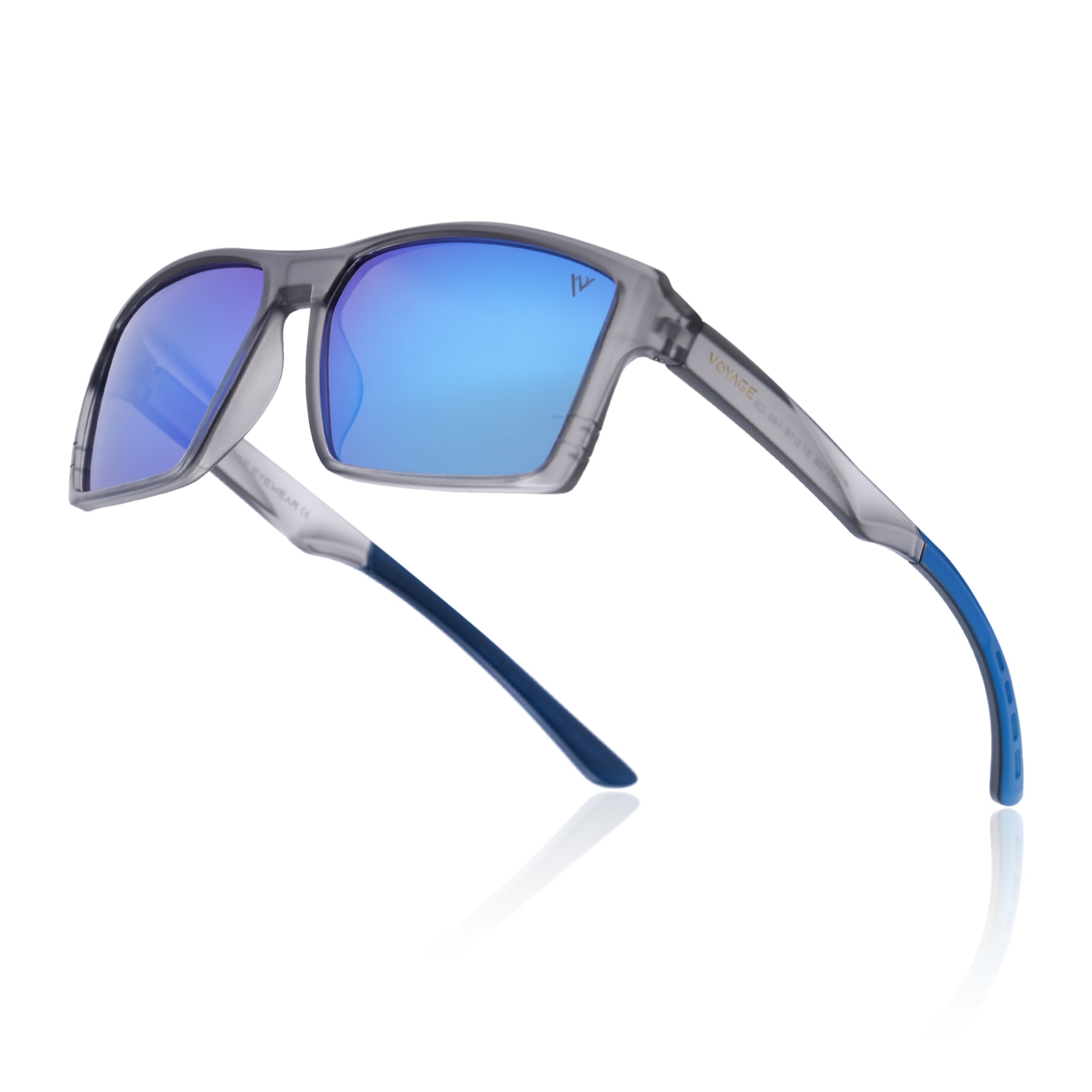 Square Polarized Sunglasses | Blue Lens | Grey Frame - PMG6745