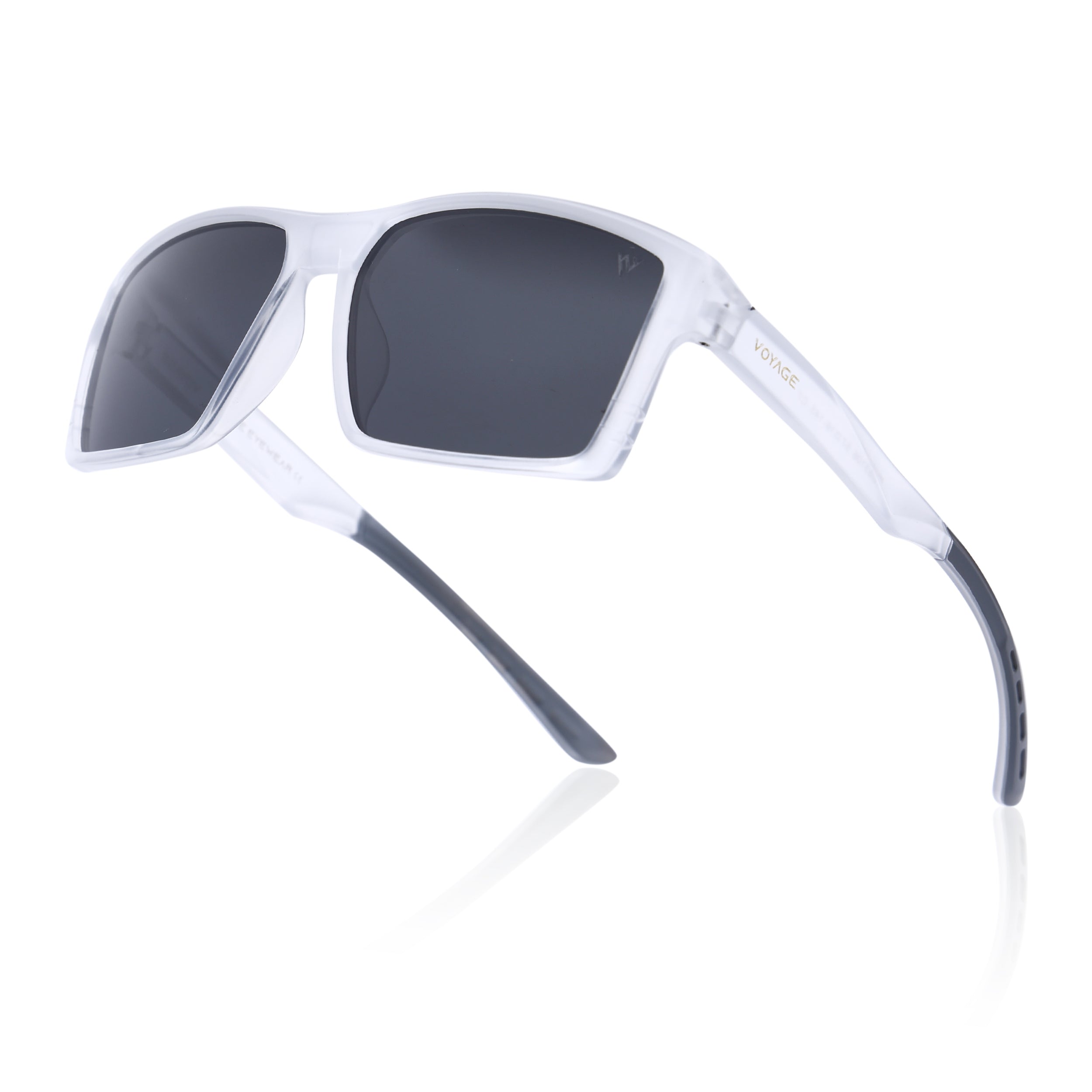 Square Polarized Sunglasses | Black Lens | Transparent Frame - PMG6747