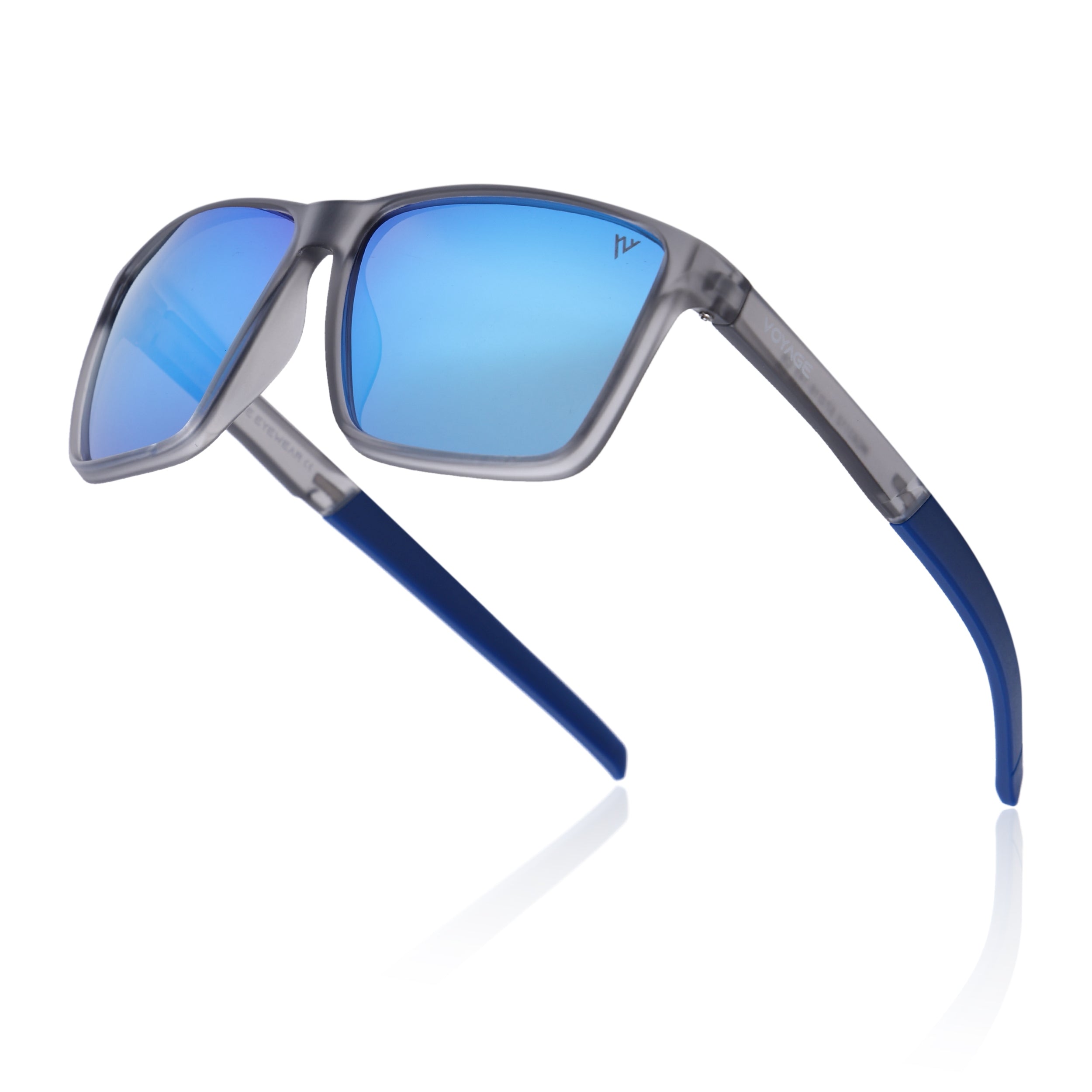 Wayfarer Polarized Sunglasses | Blue Lens | Grey Frame - PMG6750