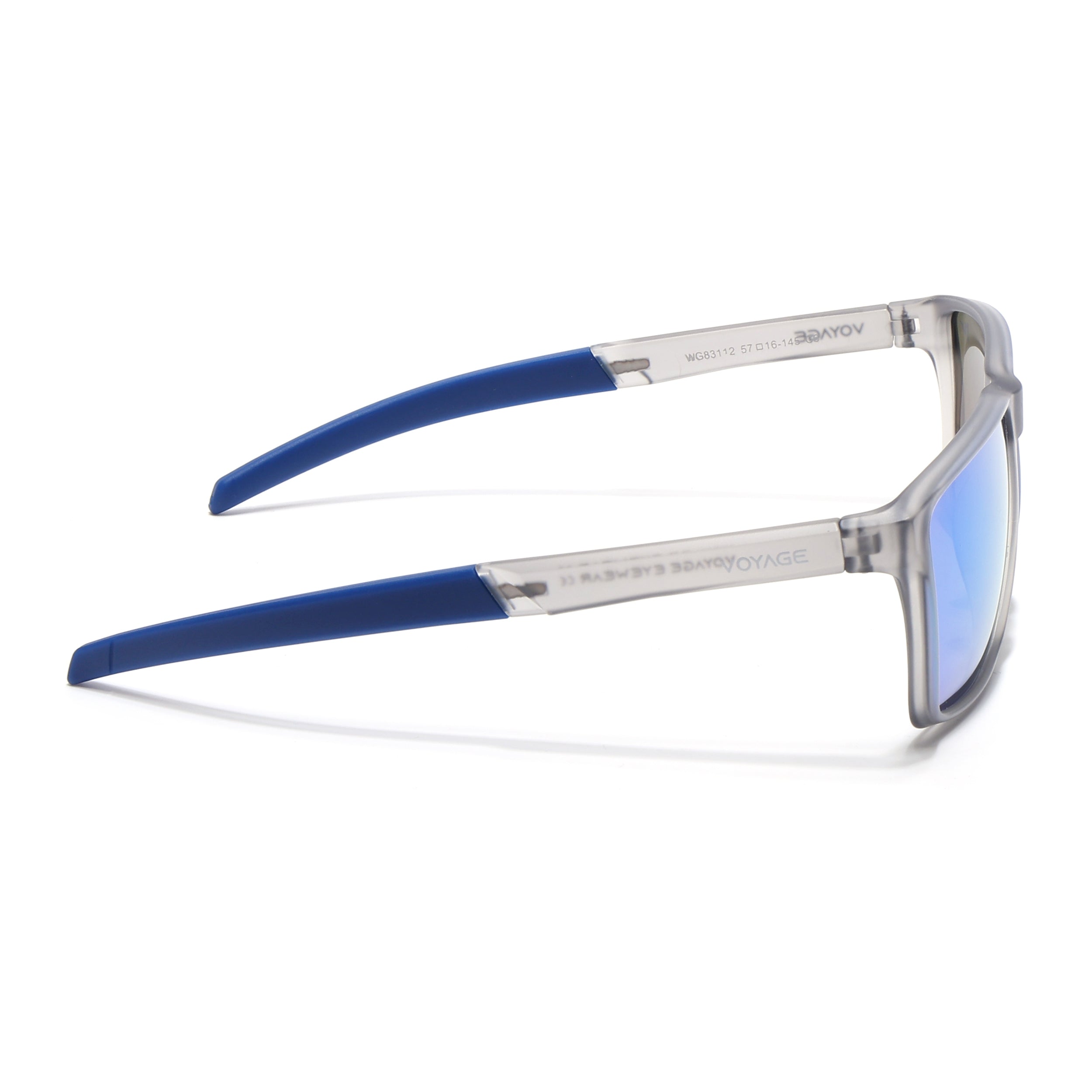 Wayfarer Polarized Sunglasses | Blue Lens | Grey Frame - PMG6750