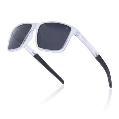 Wayfarer Polarized Sunglasses | Black Lens | Transparent Frame - PMG6752