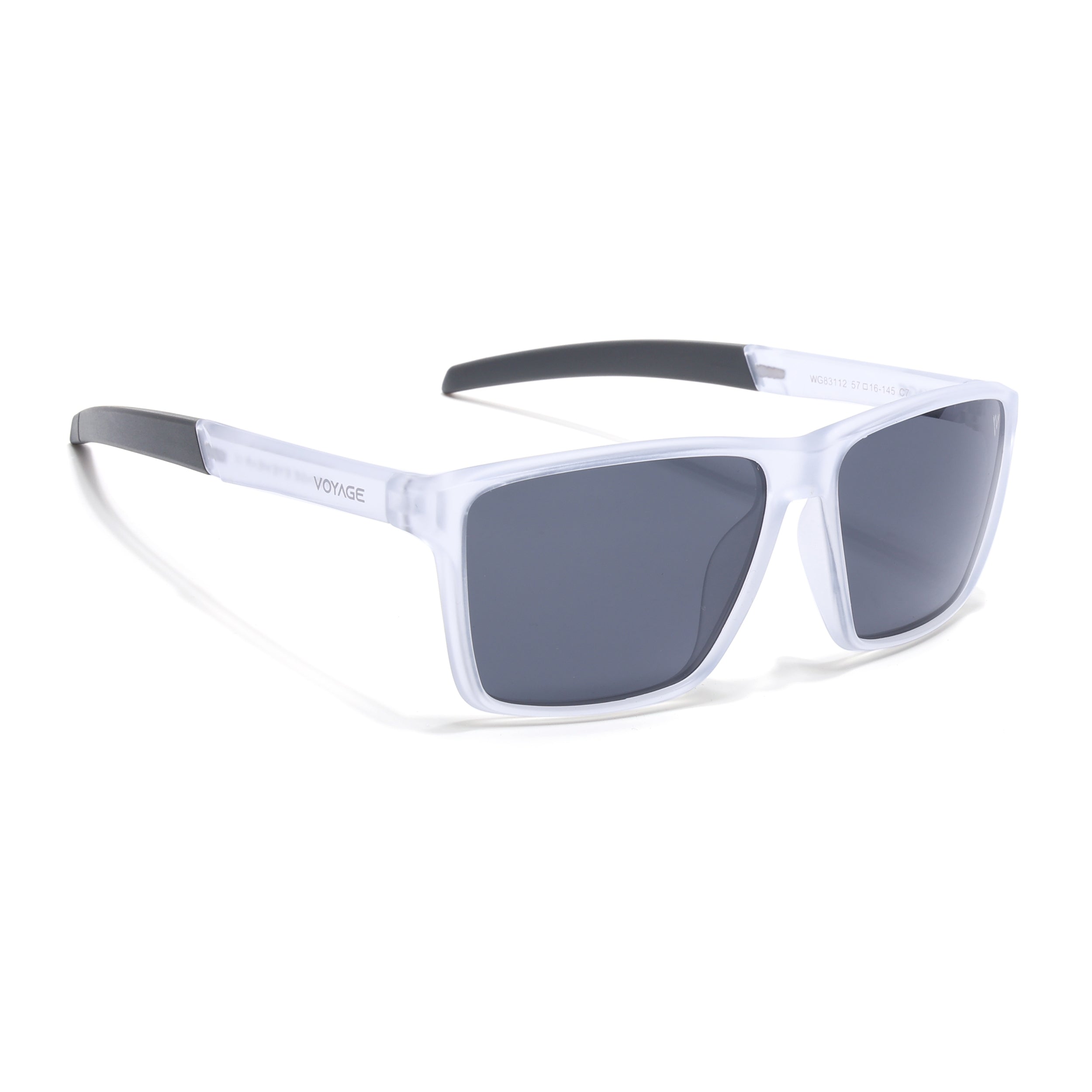 Wayfarer Polarized Sunglasses | Black Lens | Transparent Frame - PMG6752