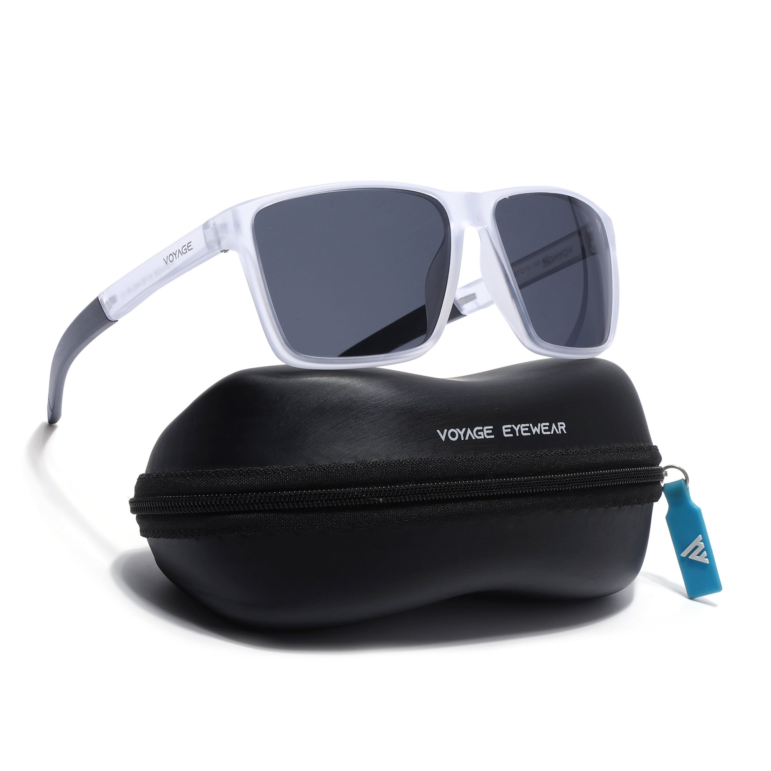 Wayfarer Polarized Sunglasses | Black Lens | Transparent Frame - PMG6752