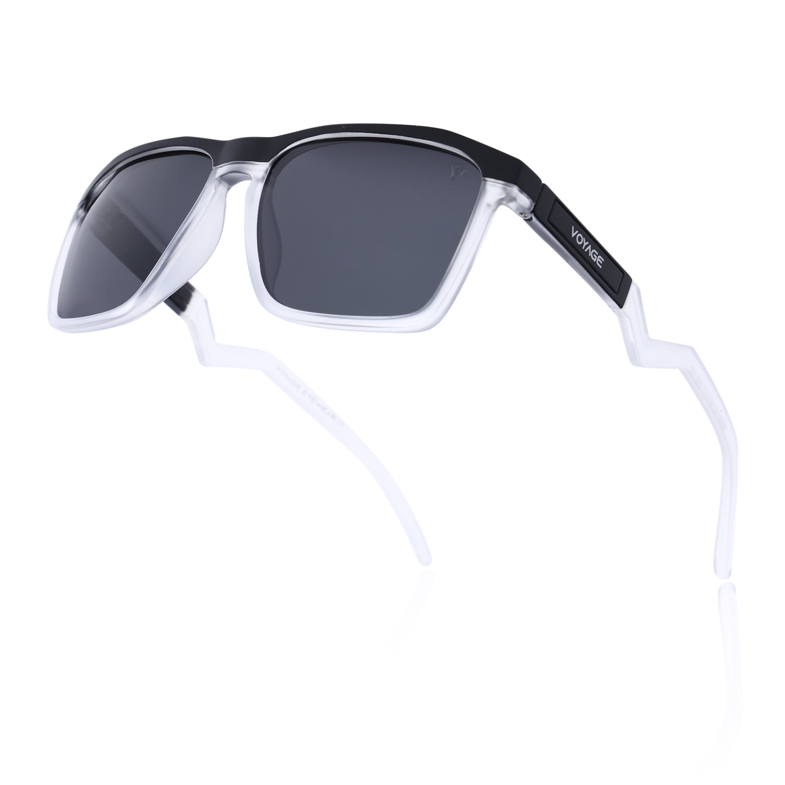Radar 2.0 | Wayfarer Polarized Sunglasses | Black Lens | Black & Transparent Frame - PMG6755