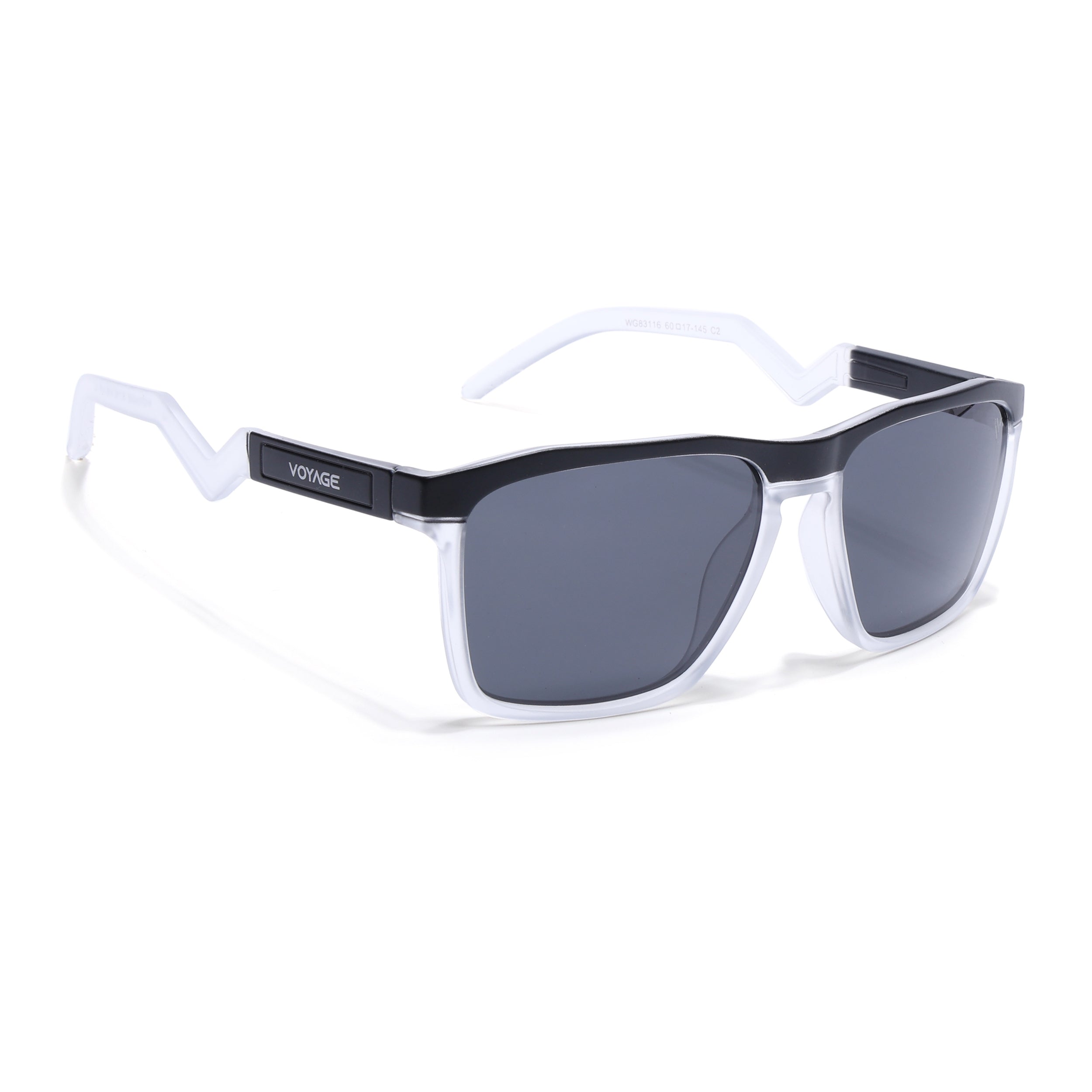 Radar 2.0 | Wayfarer Polarized Sunglasses | Black Lens | Black & Transparent Frame - PMG6755