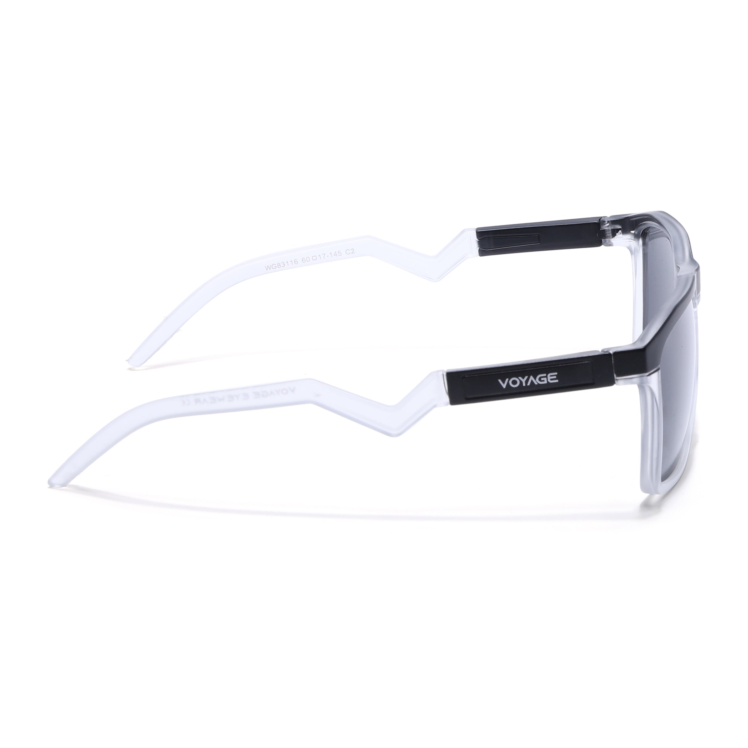 Radar 2.0 | Wayfarer Polarized Sunglasses | Black Lens | Black & Transparent Frame - PMG6755