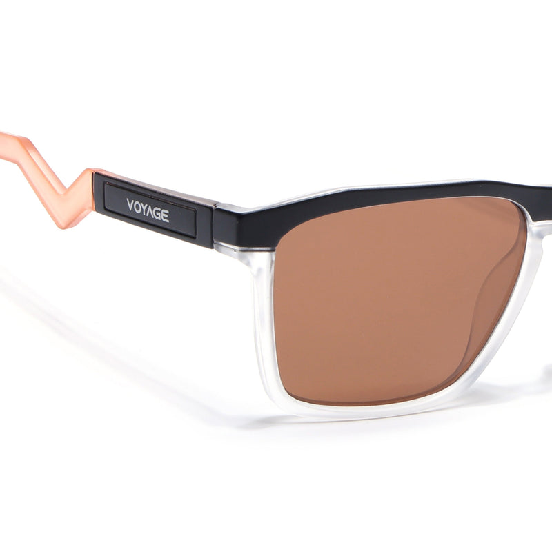 Radar 2.0 | Wayfarer Polarized Sunglasses | Brown Lens | Black & Transparent Frame - PMG6756