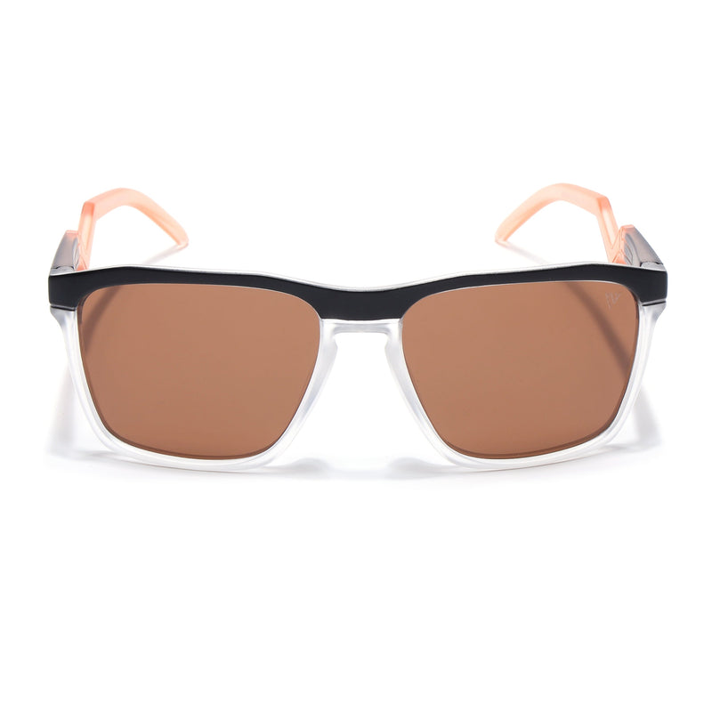 Radar 2.0 | Wayfarer Polarized Sunglasses | Brown Lens | Black & Transparent Frame - PMG6756