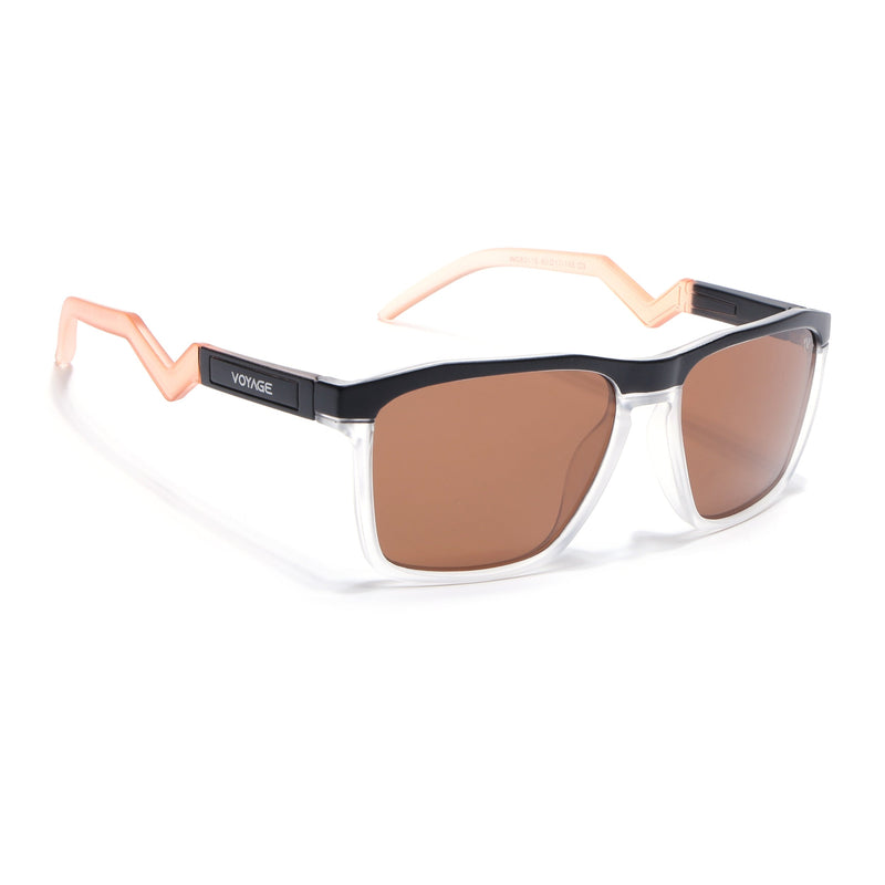 Radar 2.0 | Wayfarer Polarized Sunglasses | Brown Lens | Black & Transparent Frame - PMG6756