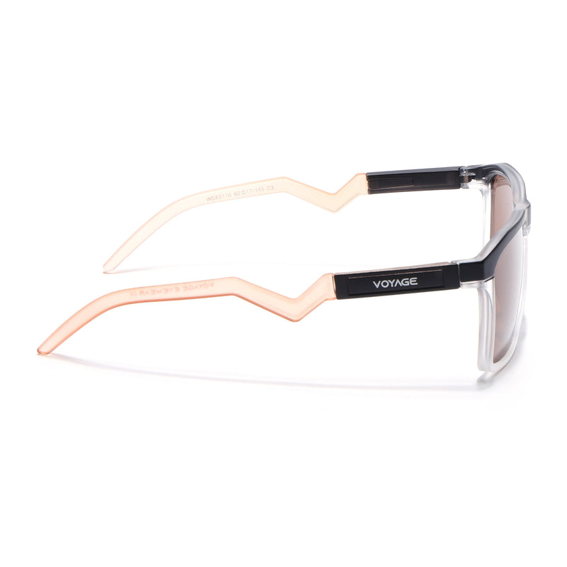 Radar 2.0 | Wayfarer Polarized Sunglasses | Brown Lens | Black & Transparent Frame - PMG6756