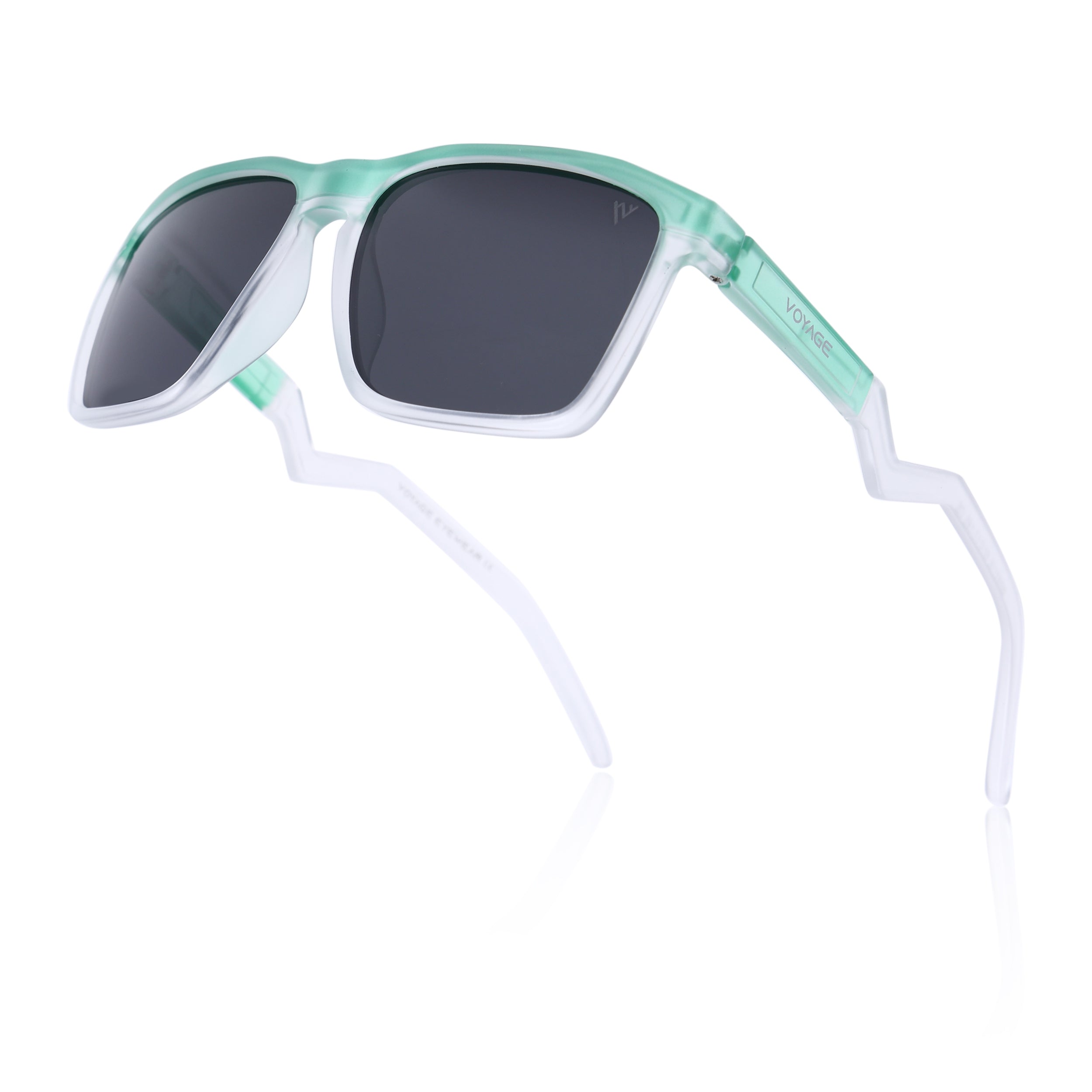 Radar 2.0 | Wayfarer Polarized Sunglasses | Black Lens | Green & Transparent Frame - PMG6757