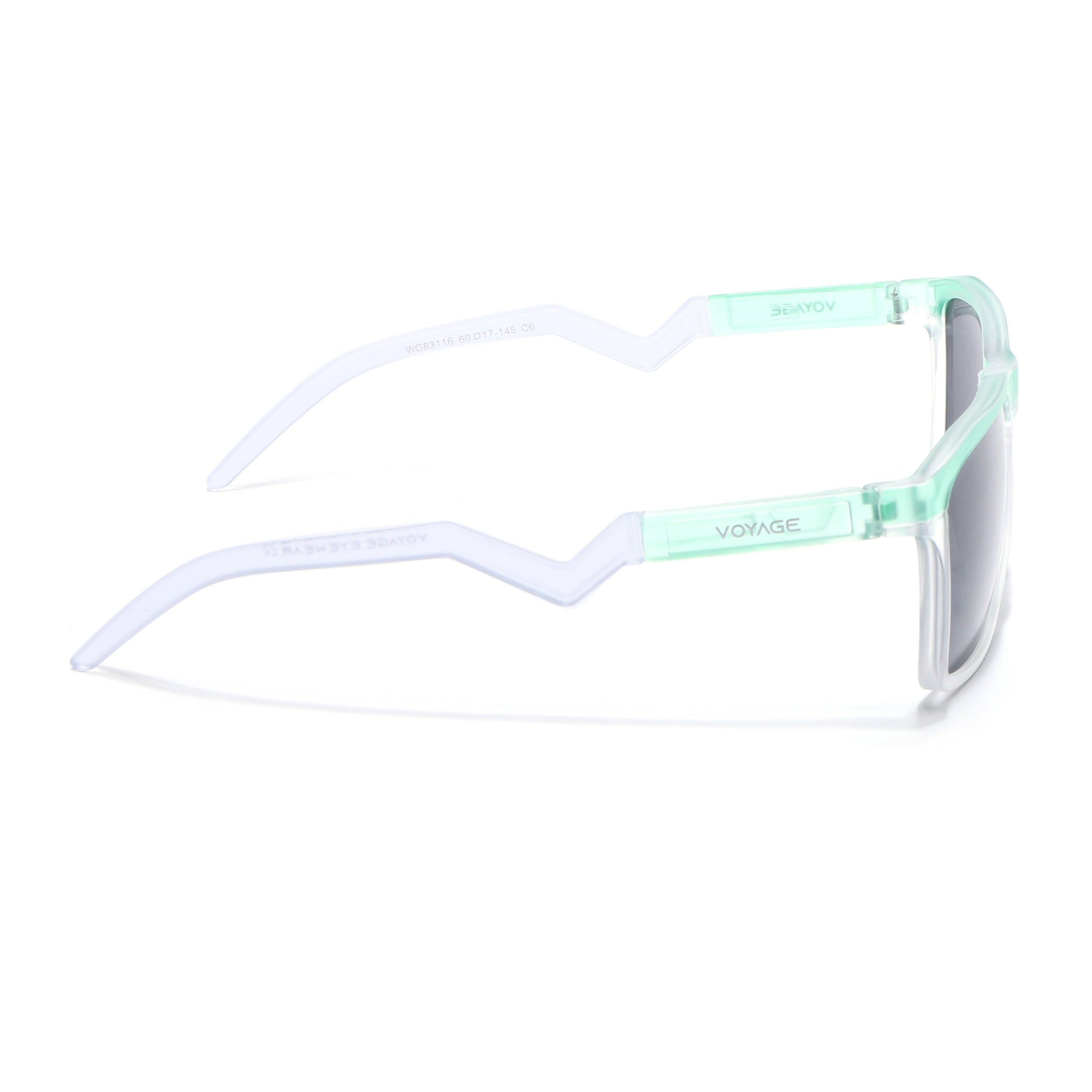 Radar 2.0 | Wayfarer Polarized Sunglasses | Black Lens | Green & Transparent Frame - PMG6757