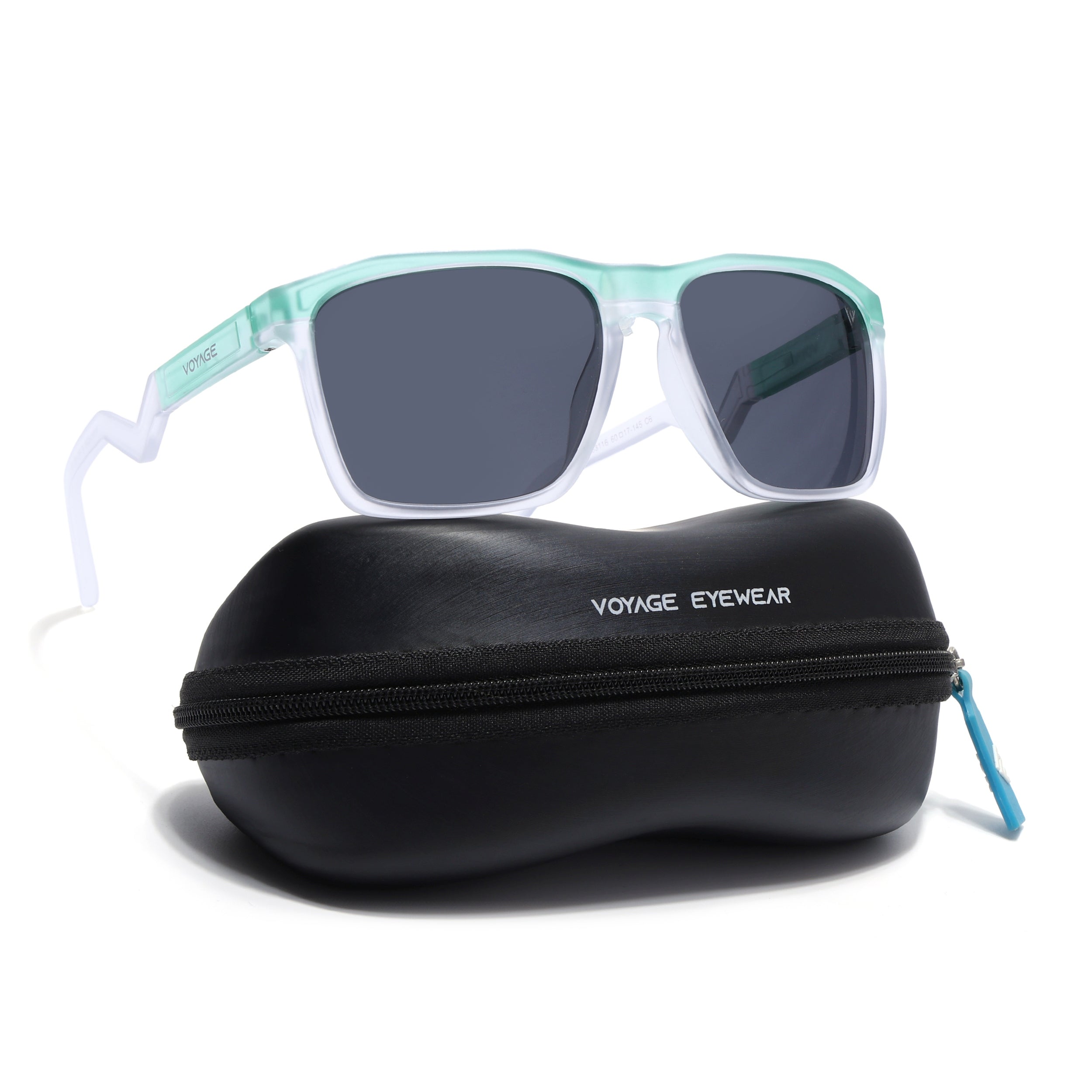 Radar 2.0 | Wayfarer Polarized Sunglasses | Black Lens | Green & Transparent Frame - PMG6757