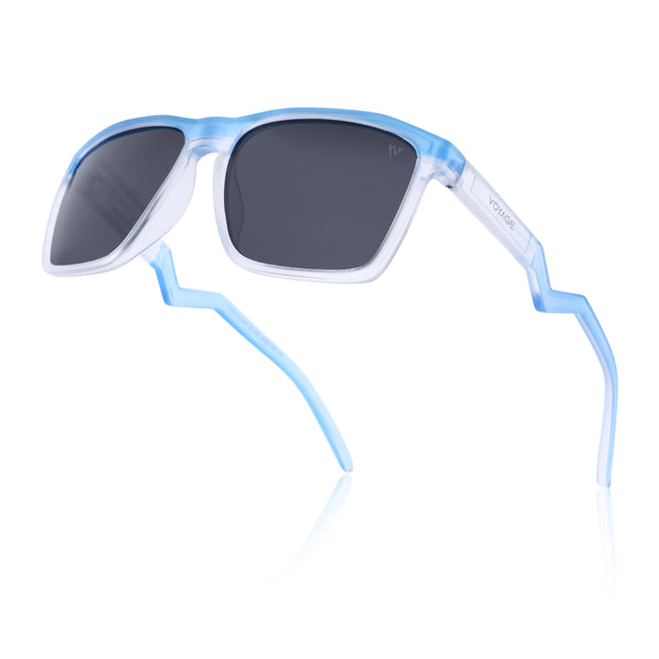 Radar 2.0 | Wayfarer Polarized Sunglasses | Black Lens | Blue & Transparent Frame - PMG6758