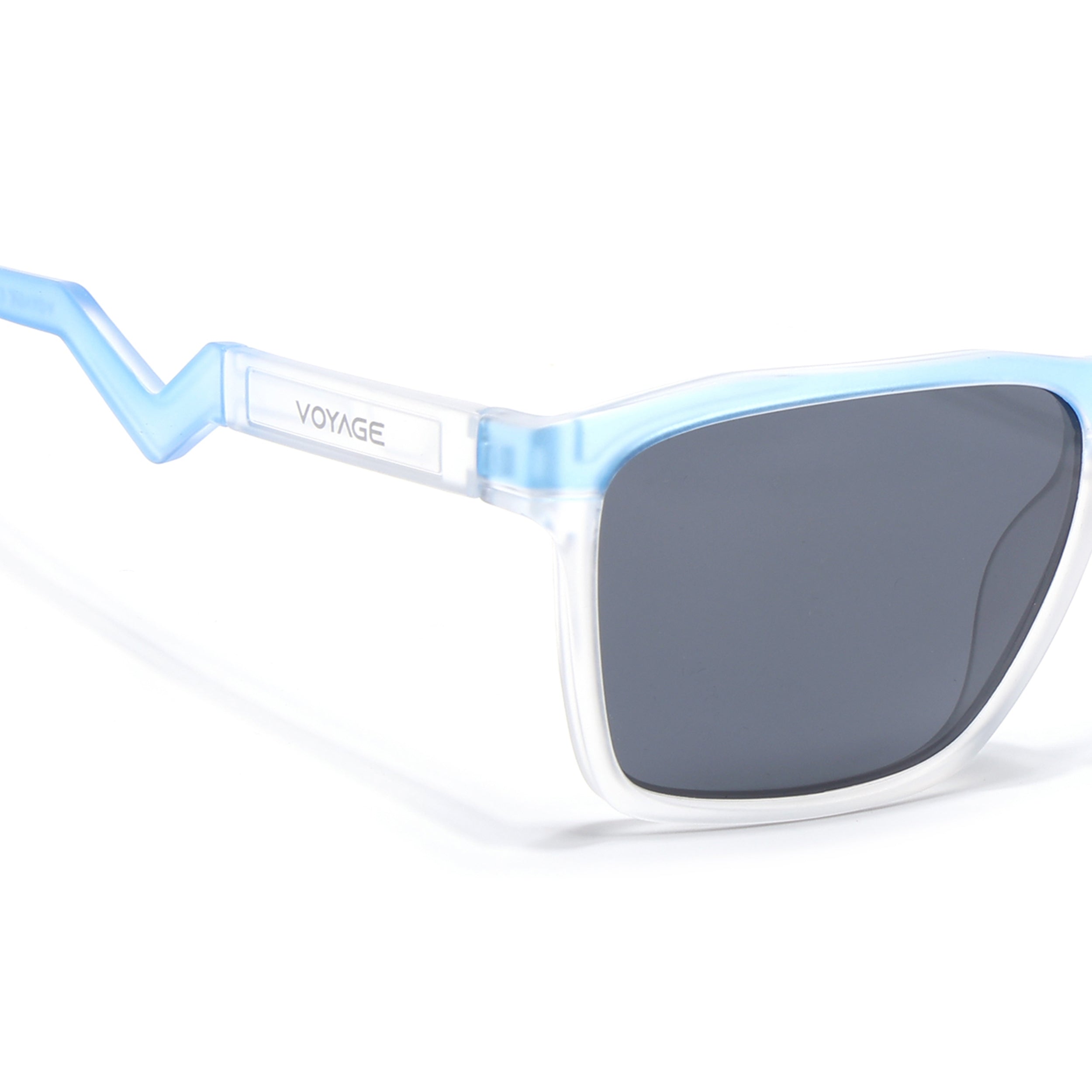 Radar 2.0 | Wayfarer Polarized Sunglasses | Black Lens | Blue & Transparent Frame - PMG6758