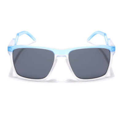 Radar 2.0 | Wayfarer Polarized Sunglasses | Black Lens | Blue & Transparent Frame - PMG6758