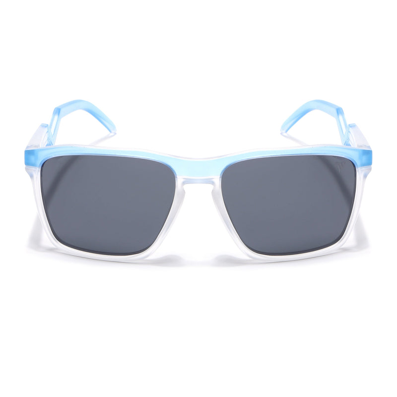 Radar 2.0 | Wayfarer Polarized Sunglasses | Black Lens | Blue & Transparent Frame - PMG6758
