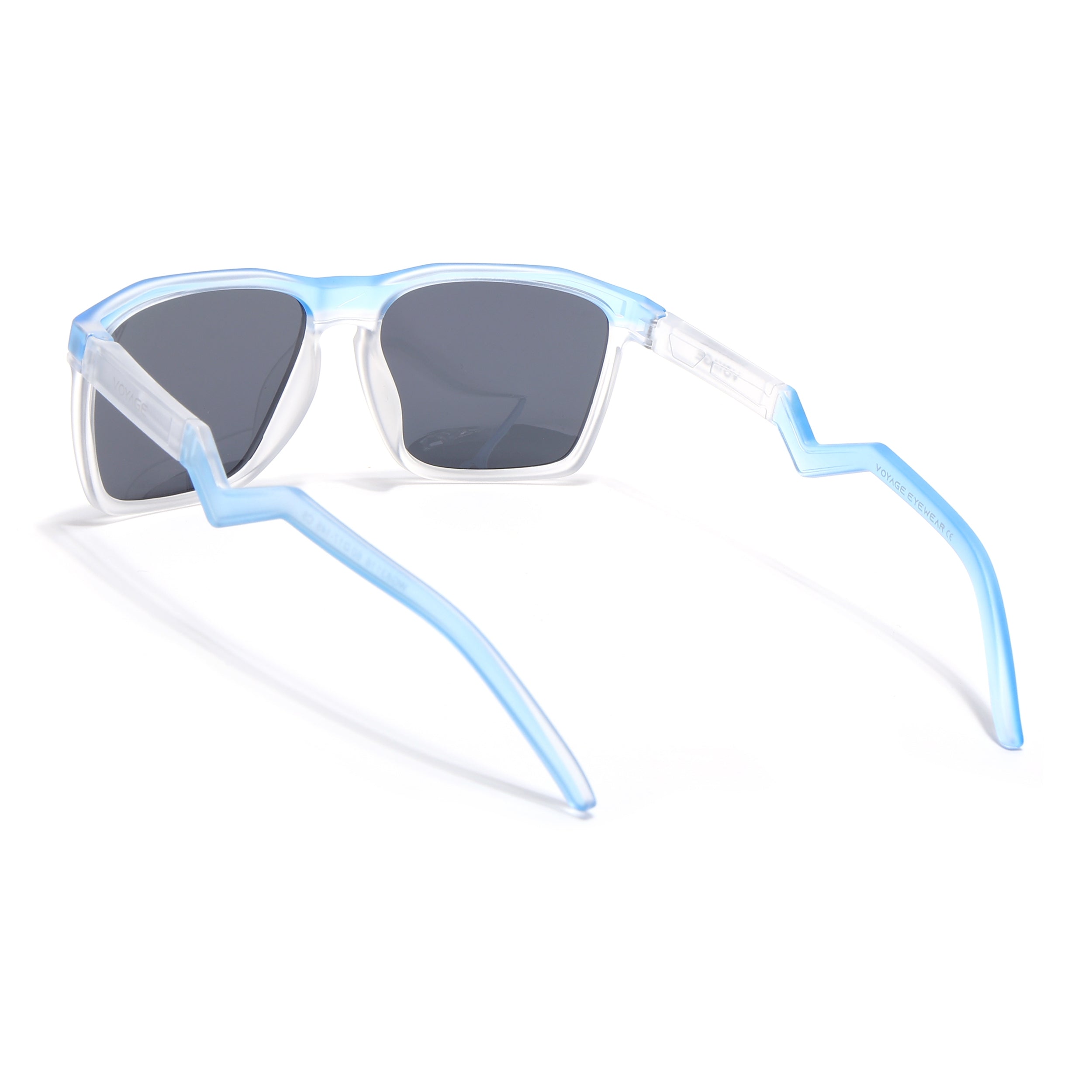 Radar 2.0 | Wayfarer Polarized Sunglasses | Black Lens | Blue & Transparent Frame - PMG6758