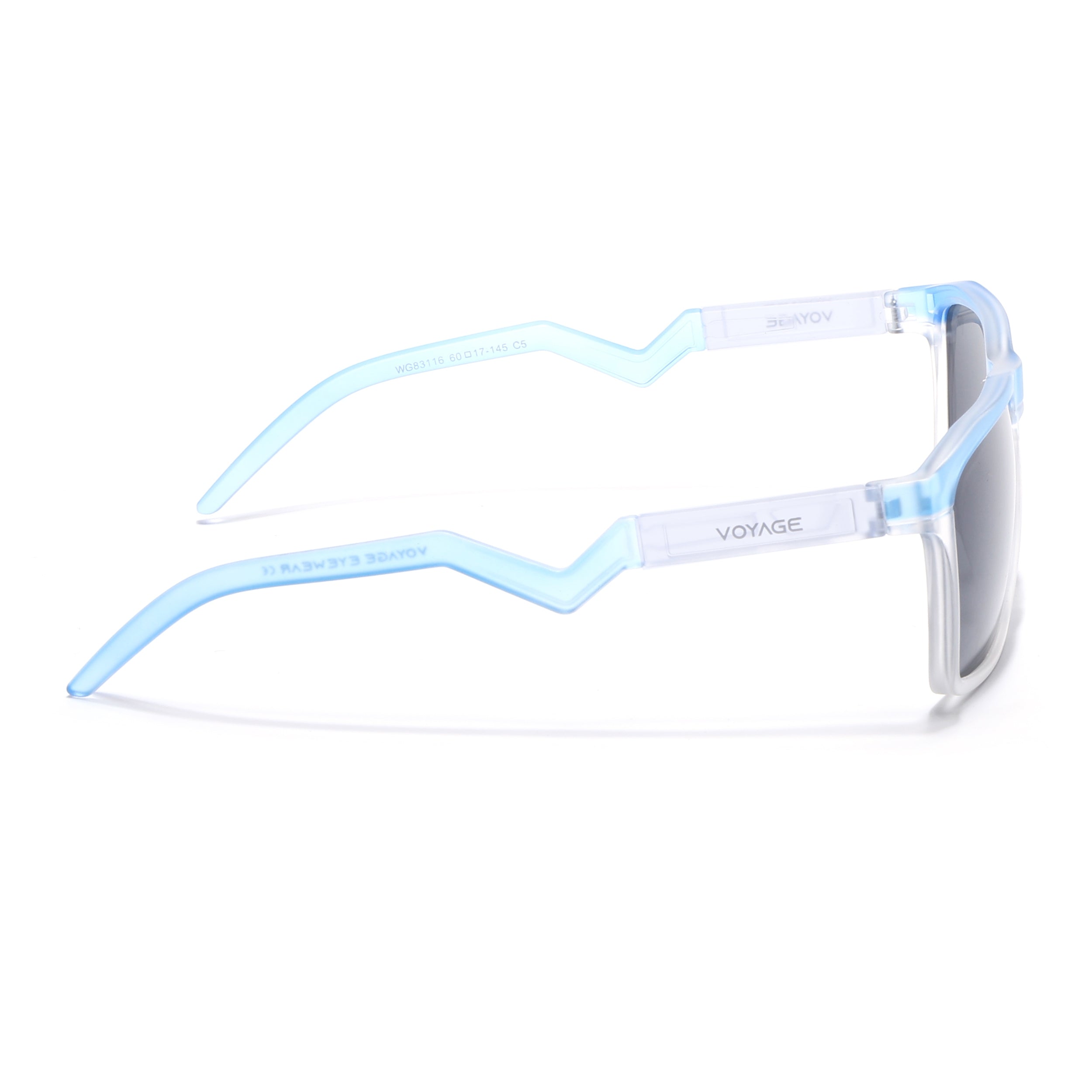 Radar 2.0 | Wayfarer Polarized Sunglasses | Black Lens | Blue & Transparent Frame - PMG6758