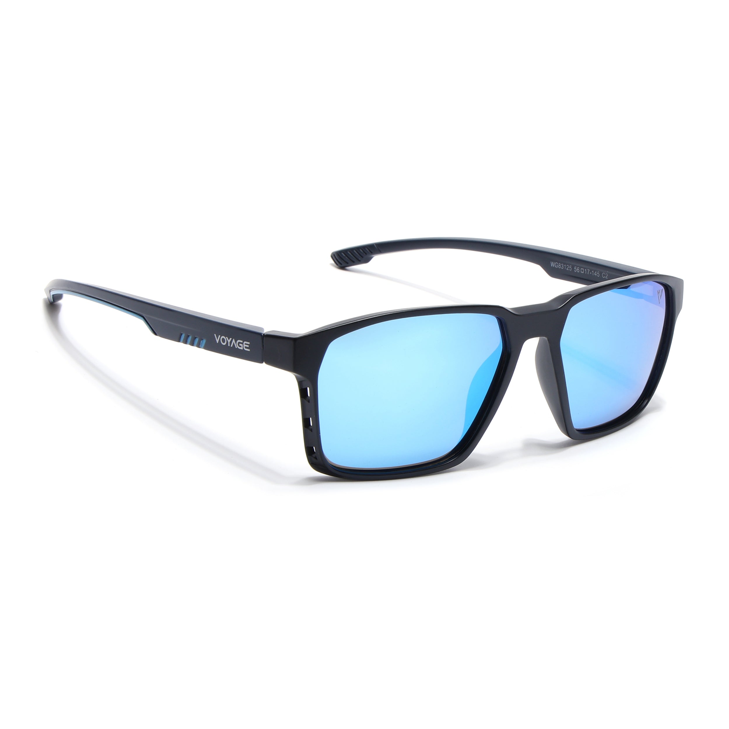 Wayfarer Polarized Sunglasses | Blue Lens | Black Frame - PMG6760