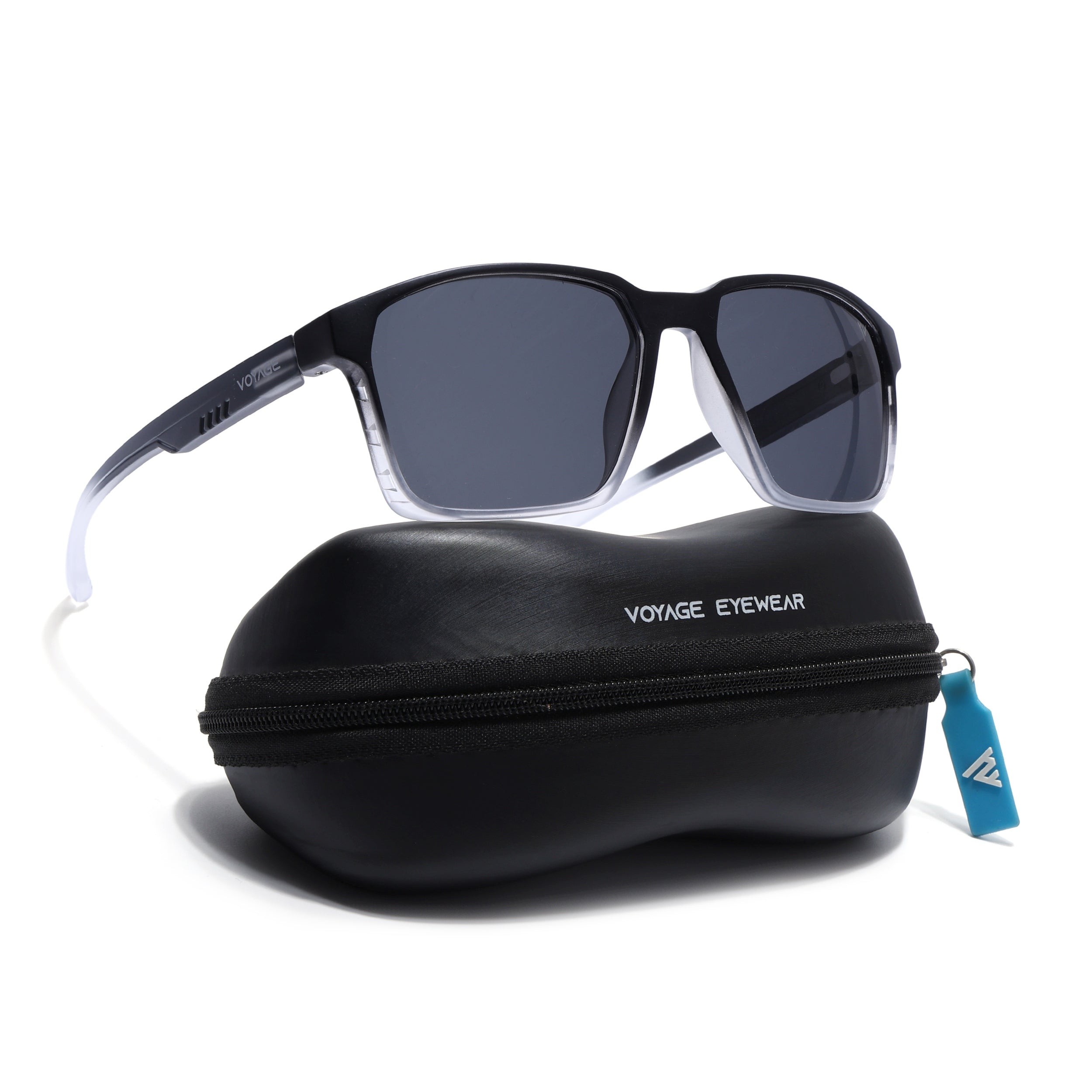 Wayfarer Polarized Sunglasses | Black Lens | Black & White Frame - PMG6761