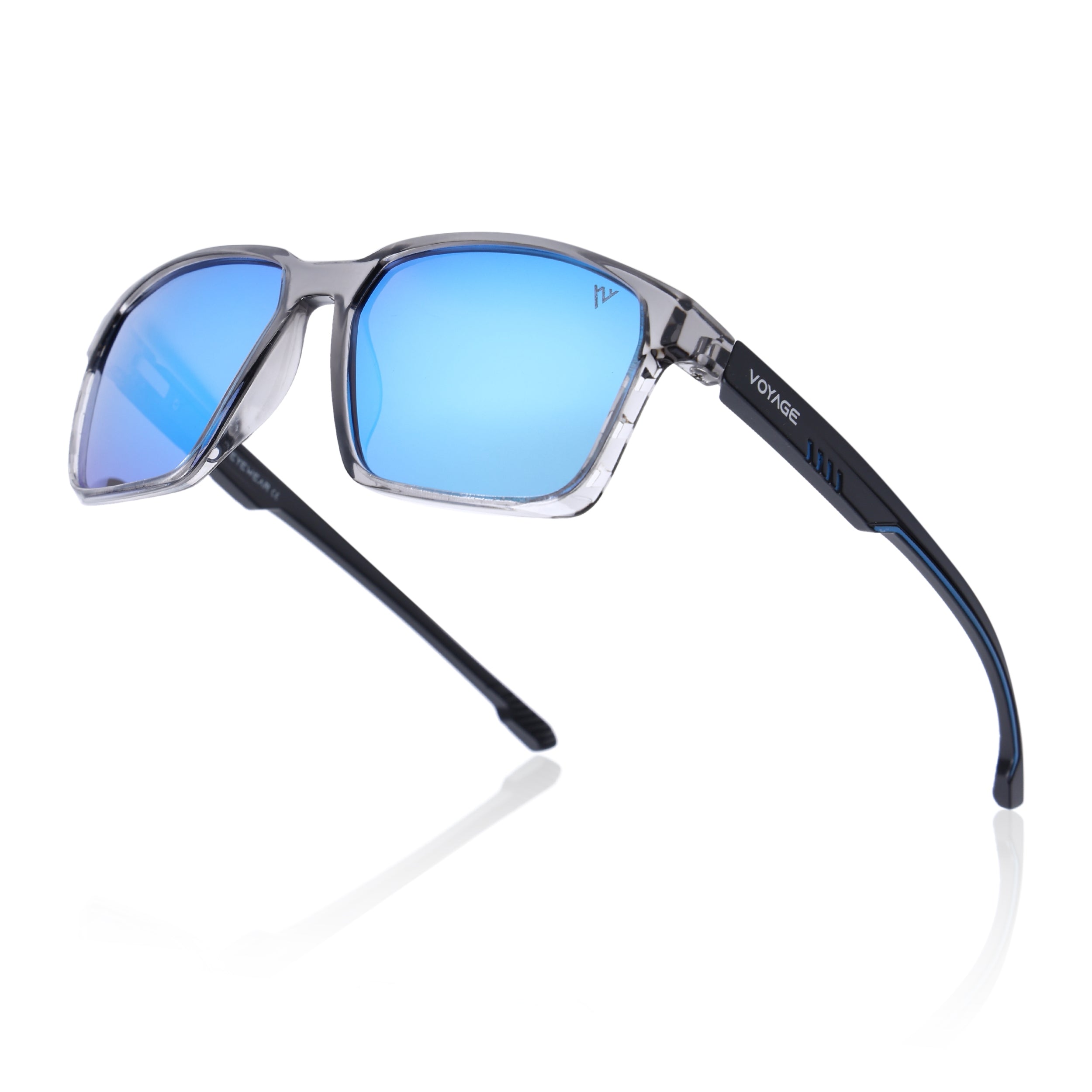 Wayfarer Polarized Sunglasses | Blue Lens | Grey Frame - PMG6763
