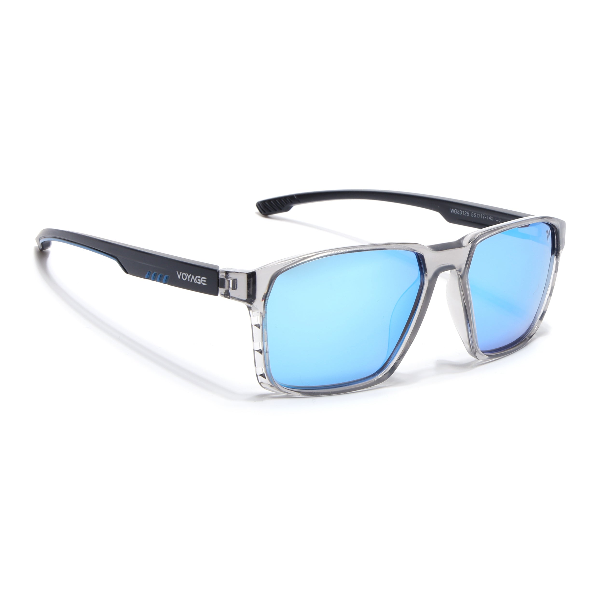 Wayfarer Polarized Sunglasses | Blue Lens | Grey Frame - PMG6763