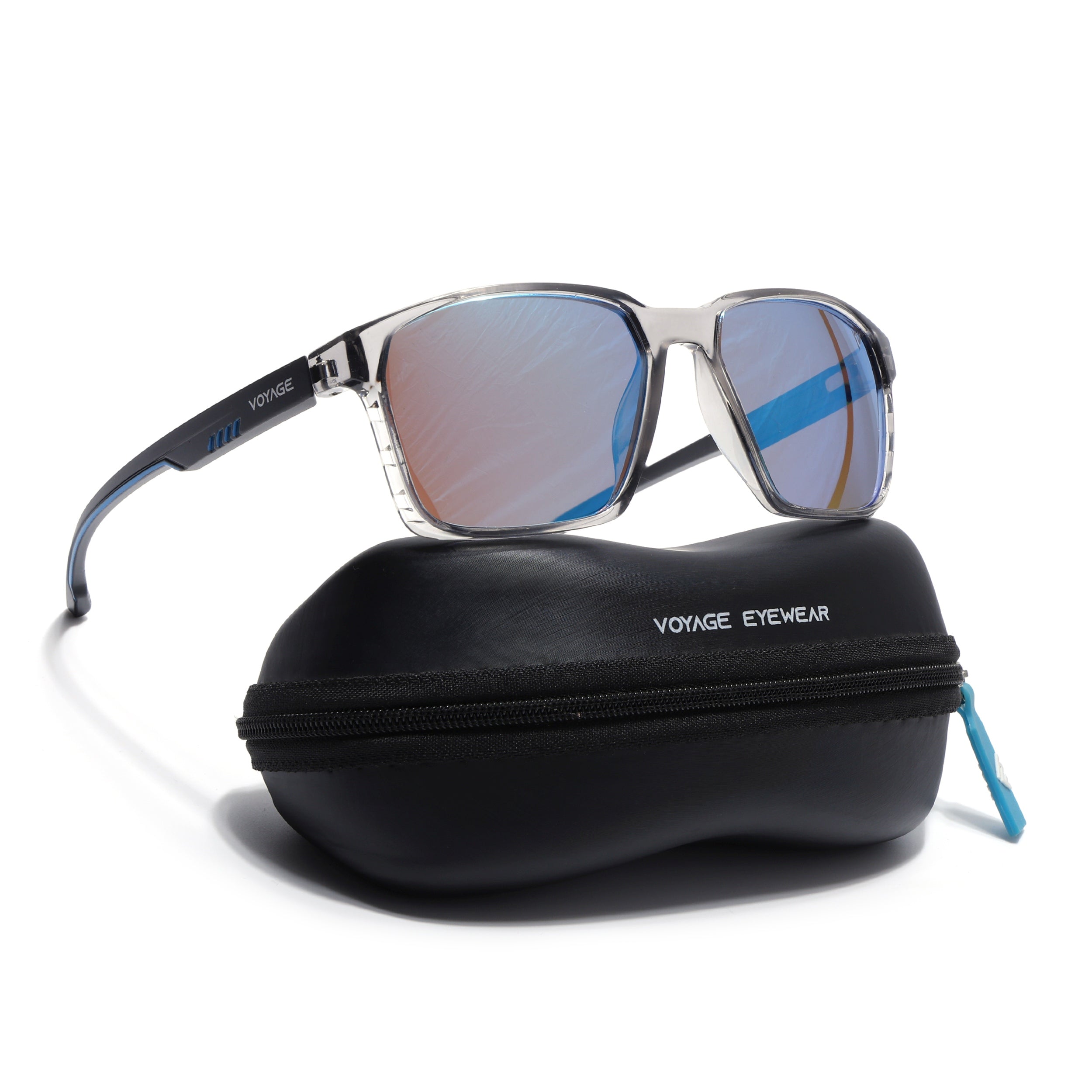 Wayfarer Polarized Sunglasses | Blue Lens | Grey Frame - PMG6763