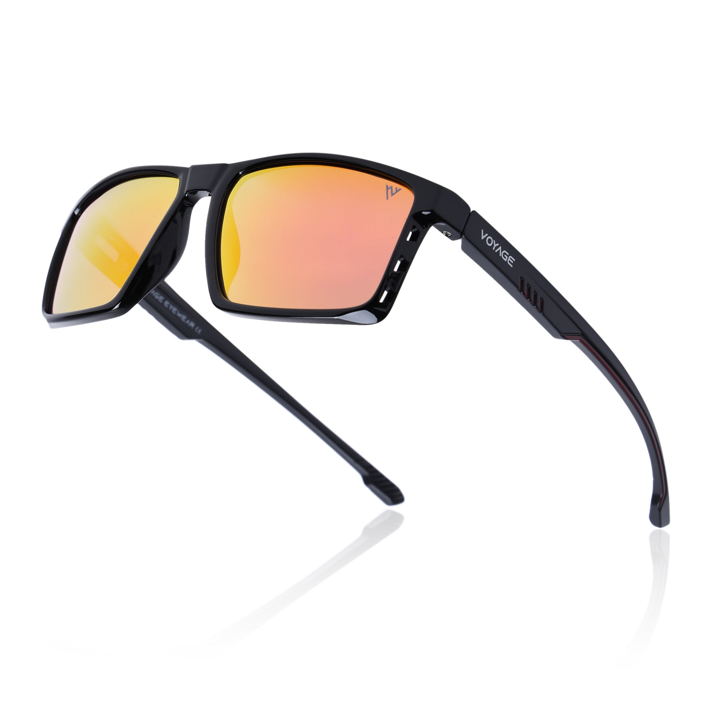Wayfarer Polarized Sunglasses | Orange Lens | Shine Black Frame - PMG6766