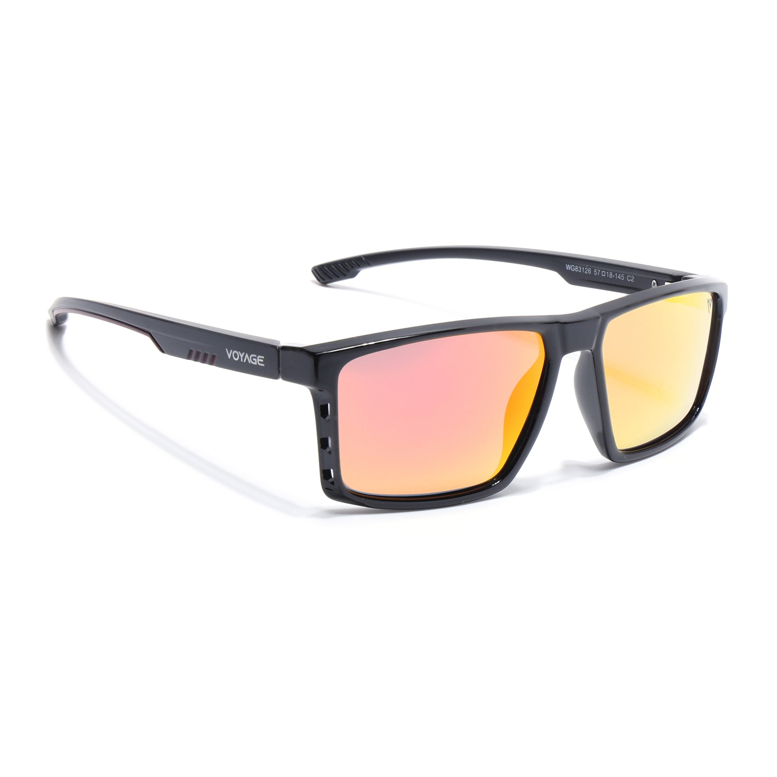 Wayfarer Polarized Sunglasses | Orange Lens | Shine Black Frame - PMG6766