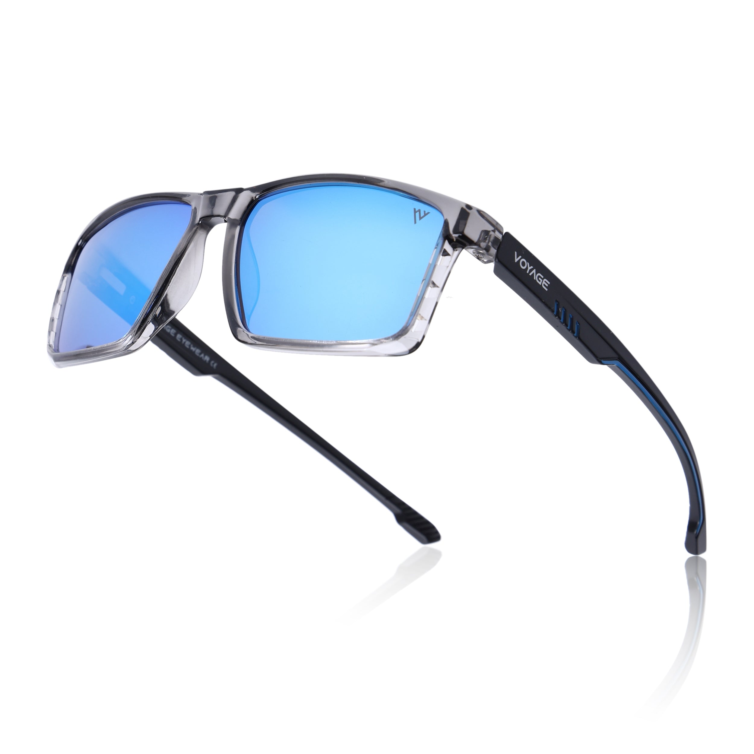 Wayfarer Polarized Sunglasses | Blue Lens | Grey Frame - PMG6768