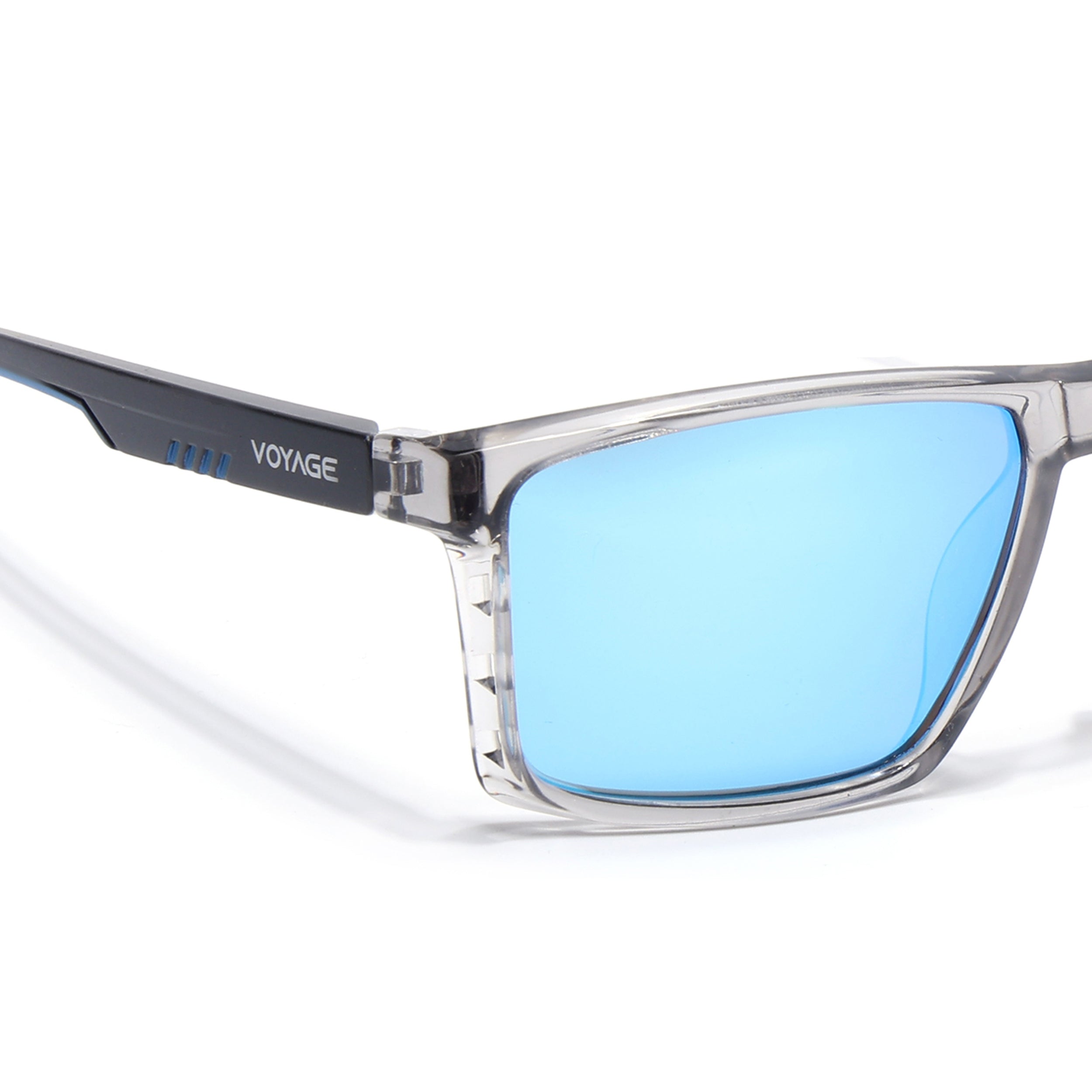 Wayfarer Polarized Sunglasses | Blue Lens | Grey Frame - PMG6768