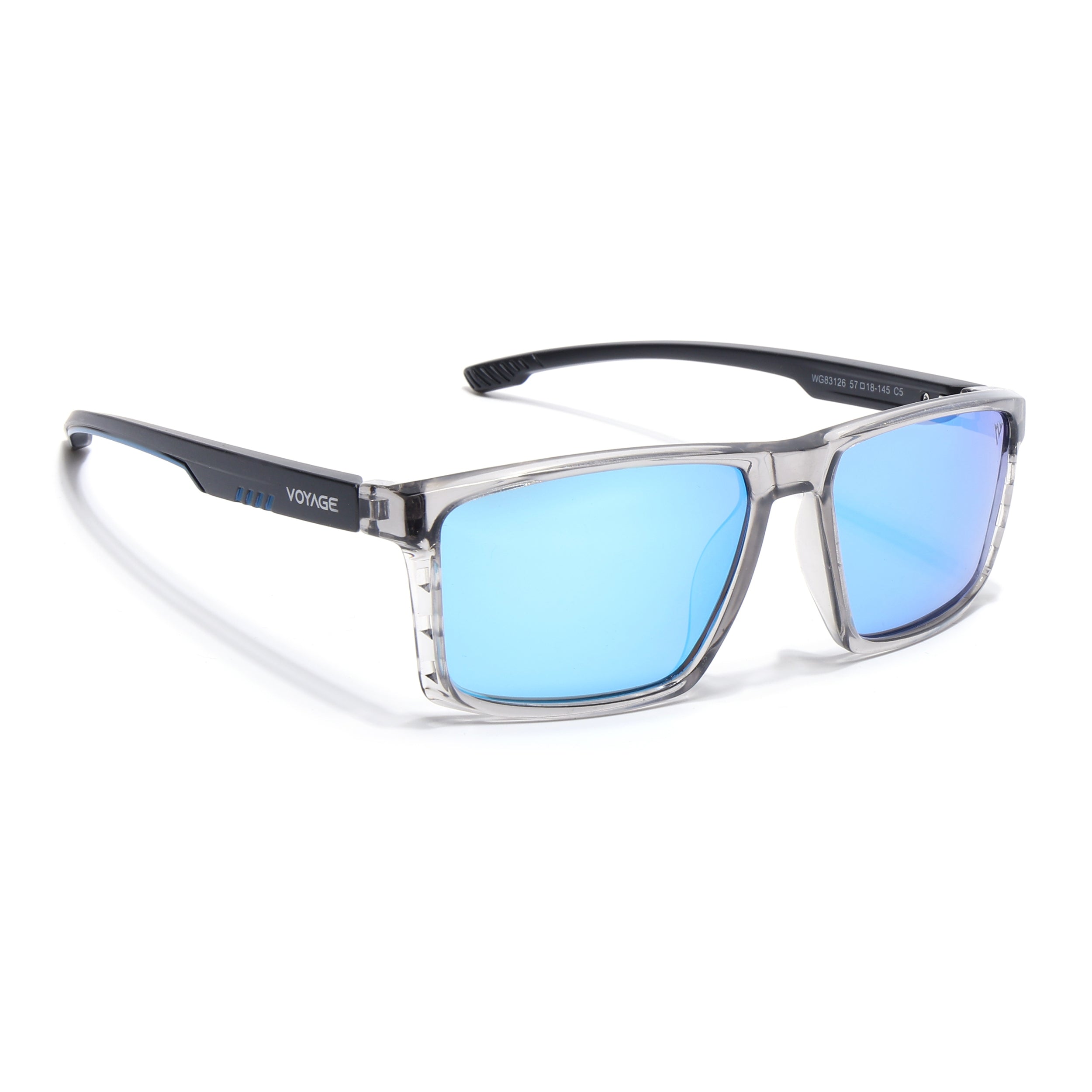Wayfarer Polarized Sunglasses | Blue Lens | Grey Frame - PMG6768