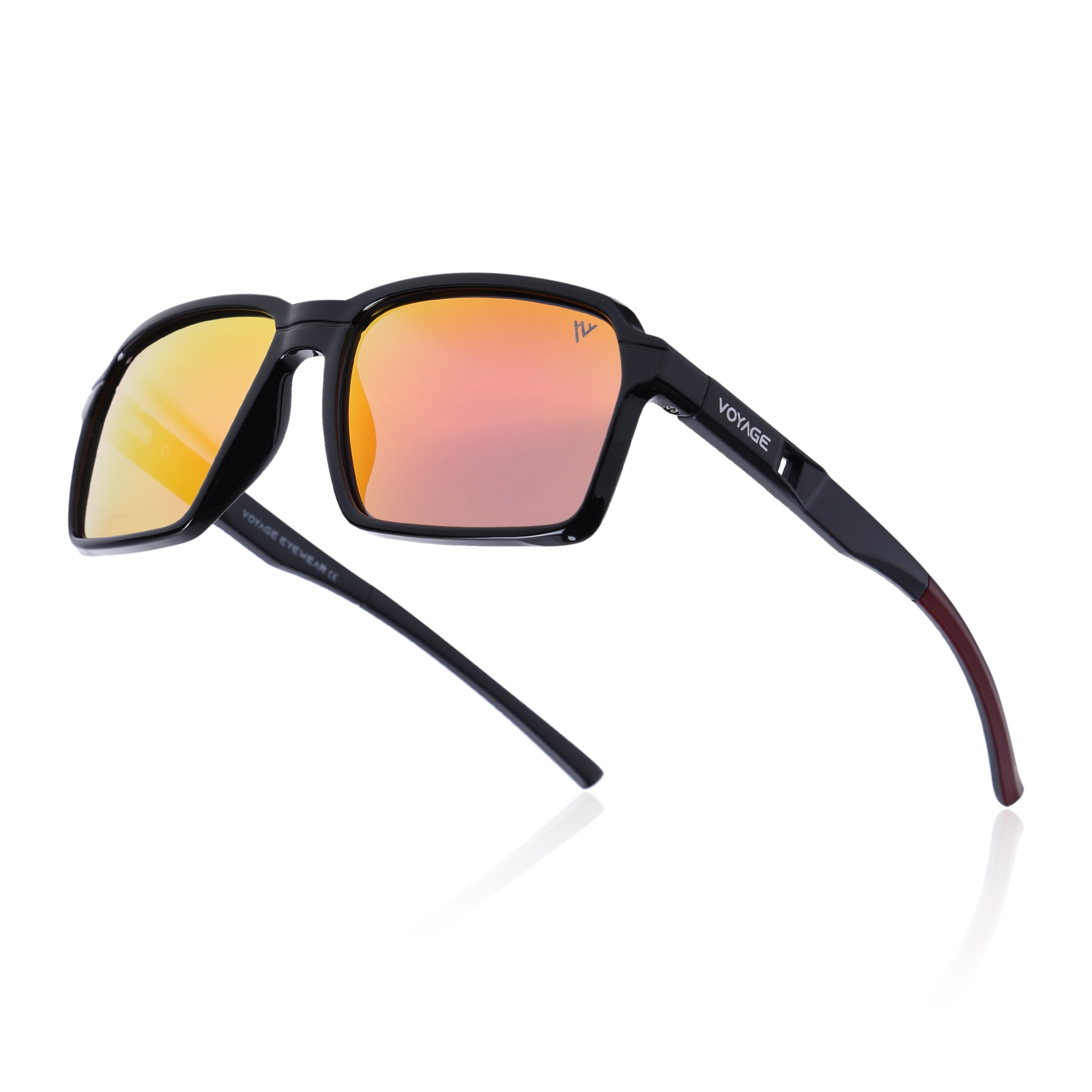 Wayfarer Polarized Sunglasses | Orange Lens | Shine Black Frame - PMG6772
