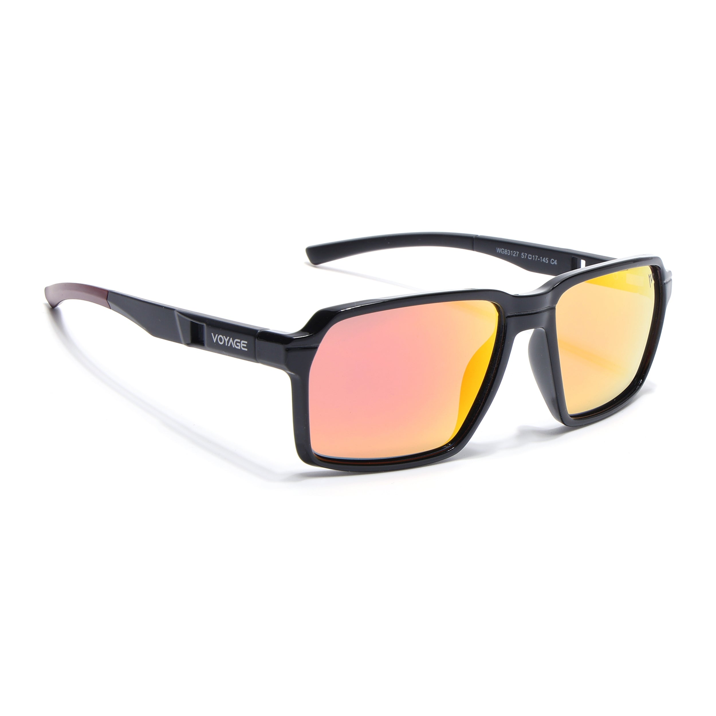 Wayfarer Polarized Sunglasses | Orange Lens | Shine Black Frame - PMG6772