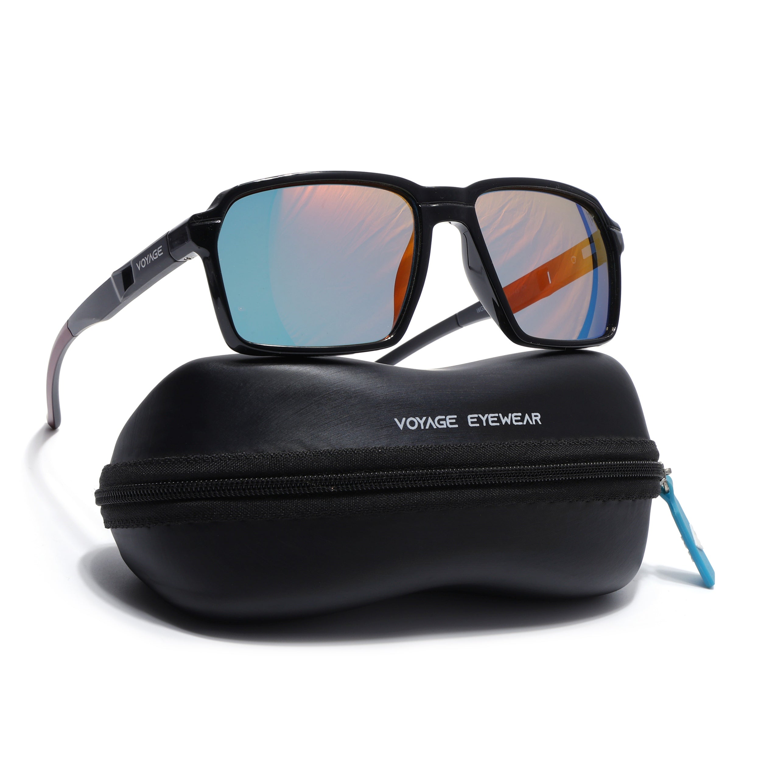 Wayfarer Polarized Sunglasses | Orange Lens | Shine Black Frame - PMG6772