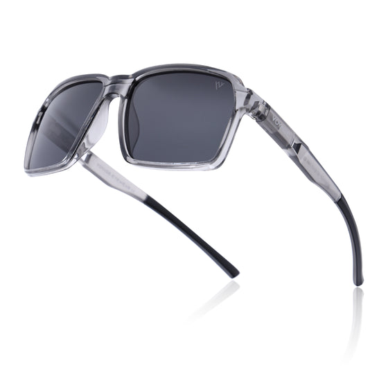 Wayfarer Polarized Sunglasses | Black Lens | Grey Frame - PMG6773