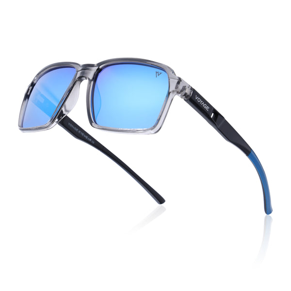 Wayfarer Polarized Sunglasses | Blue Lens | Grey Frame - PMG6774