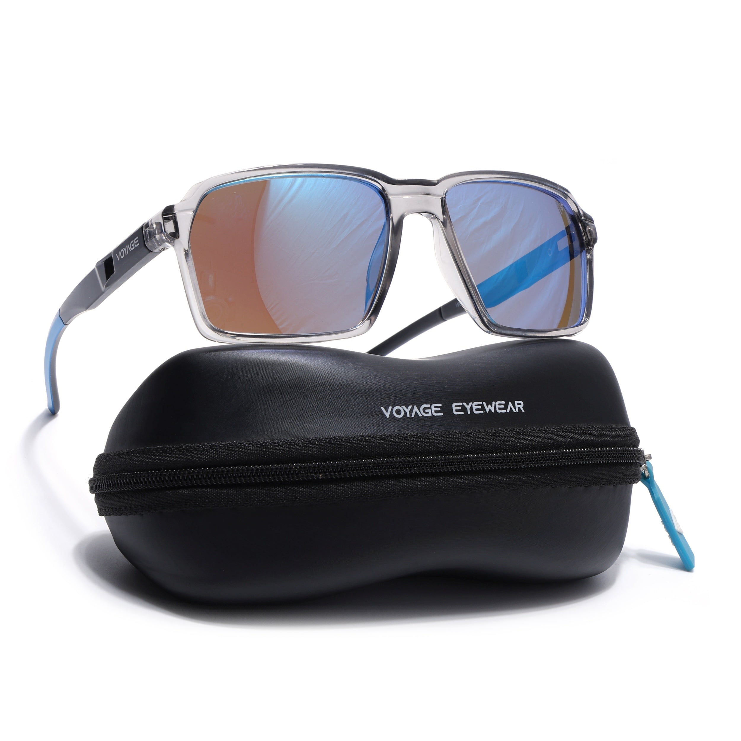 Wayfarer Polarized Sunglasses | Blue Lens | Grey Frame - PMG6774